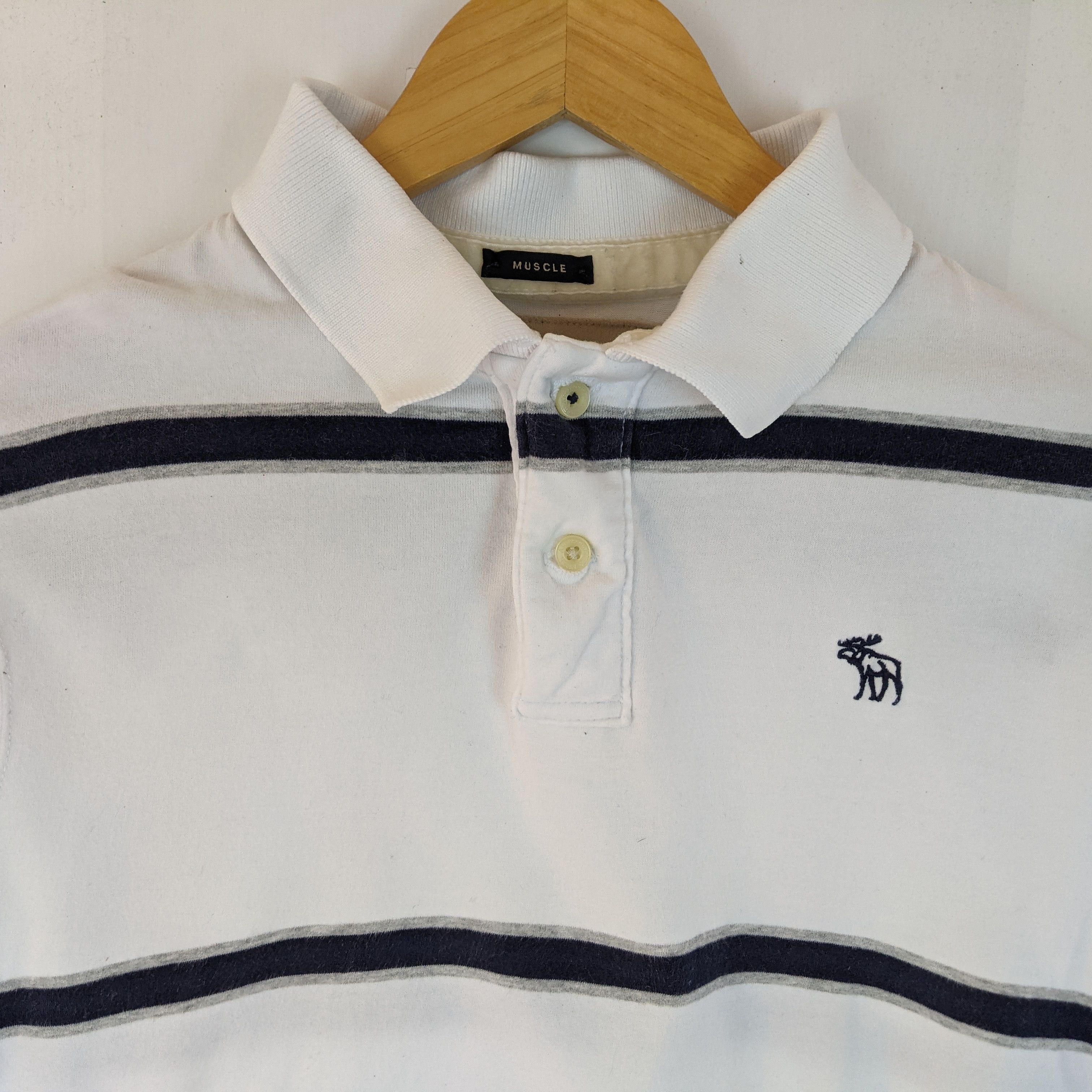 Abercrombie & Fitch ABERCROMBIE & FITCH White Striped Jumper Sweatshirt Size US XL / EU 56 / 4 - 4 Thumbnail