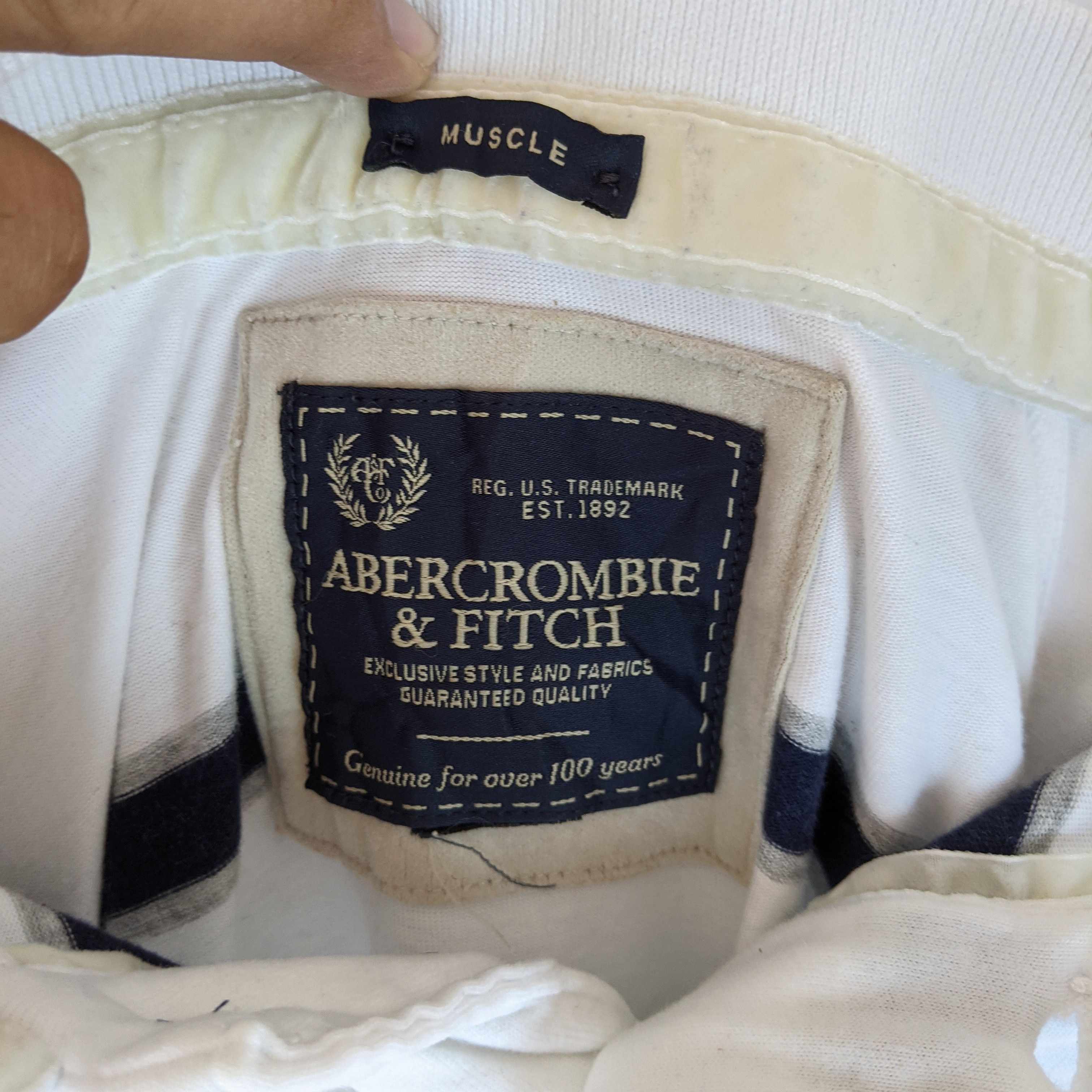 Abercrombie & Fitch ABERCROMBIE & FITCH White Striped Jumper Sweatshirt Size US XL / EU 56 / 4 - 9 Thumbnail
