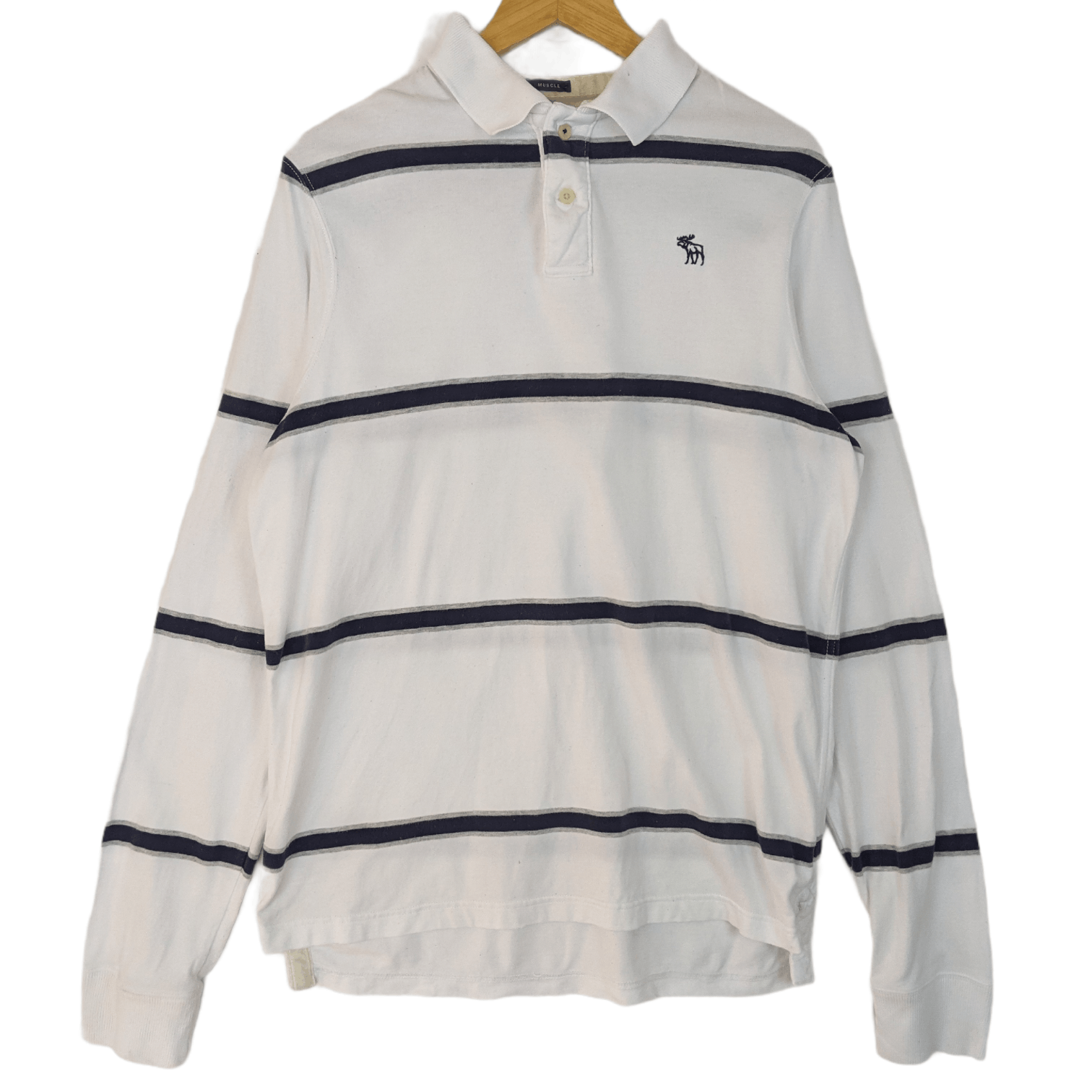 Abercrombie & Fitch ABERCROMBIE & FITCH White Striped Jumper Sweatshirt Size US XL / EU 56 / 4 - 2 Thumbnail