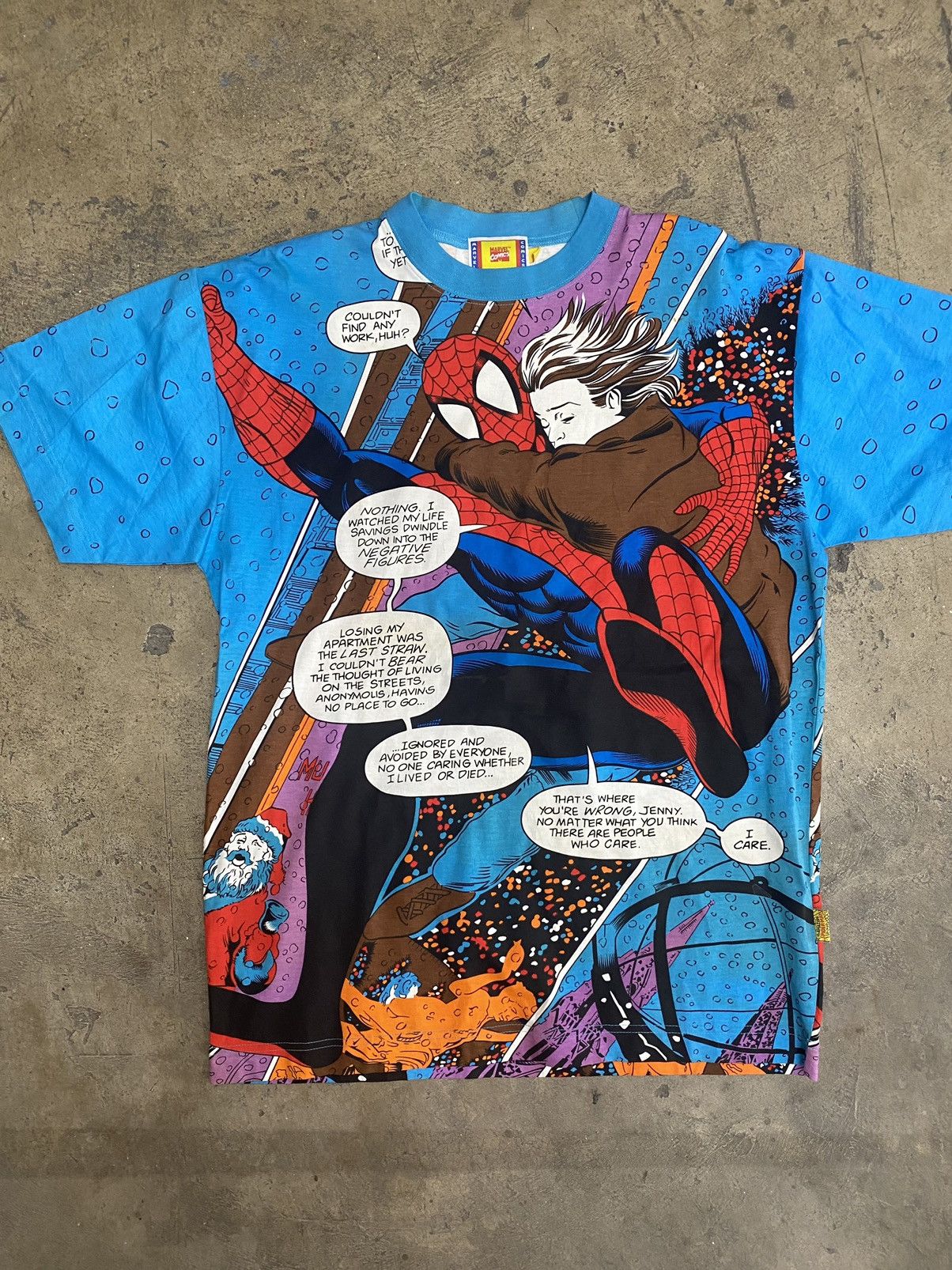 image of Marvel Comics x Vintage Spider Man All Over Print Tee M L Ovp VTG 1997, Men's (Size Small)