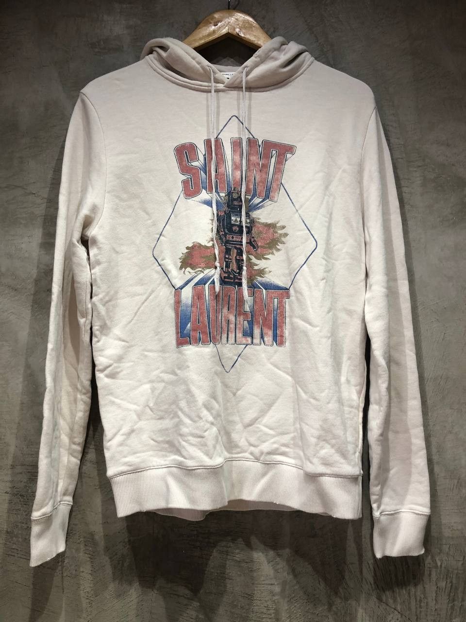 Pre-owned Saint Laurent Robot Hoodie In White