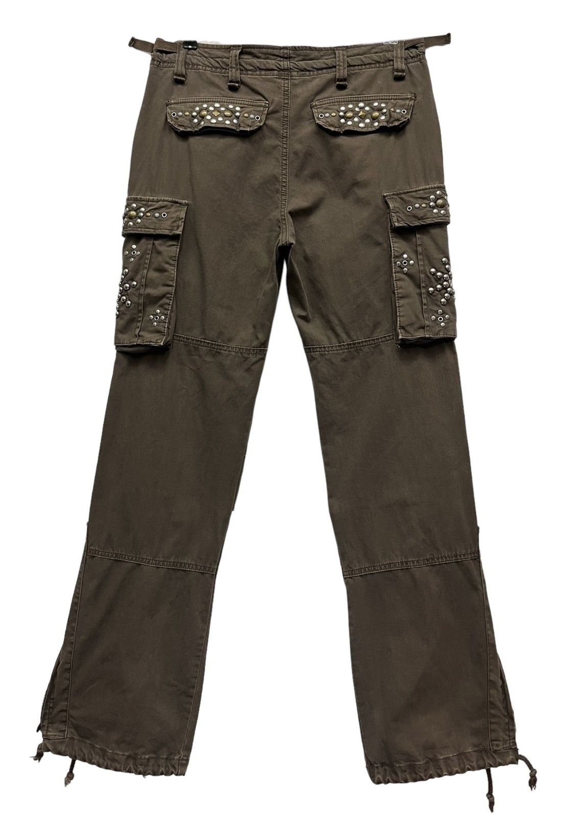 Japanese Brand JAPAN'S Drawstring Brown Studded Flap Zipper Leg Cargo Size US 41 - 7 Thumbnail