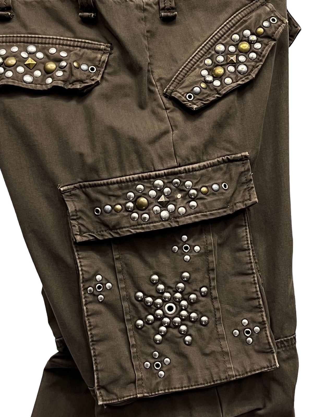 Japanese Brand JAPAN'S Drawstring Brown Studded Flap Zipper Leg Cargo Size US 41 - 3 Thumbnail