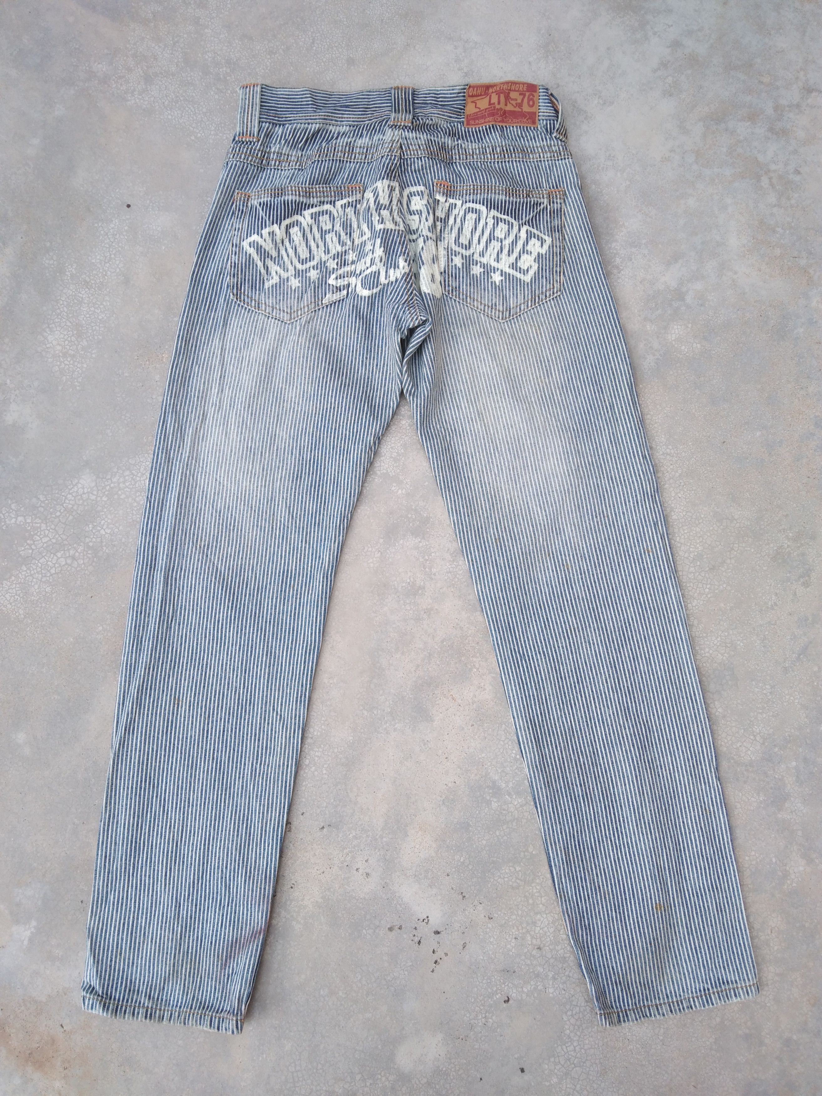 Vintage Y2k Oahu Northshore Striped Hickory Retro Punk Jeans 28x29 Size US 28 / EU 44 - 2 Thumbnail