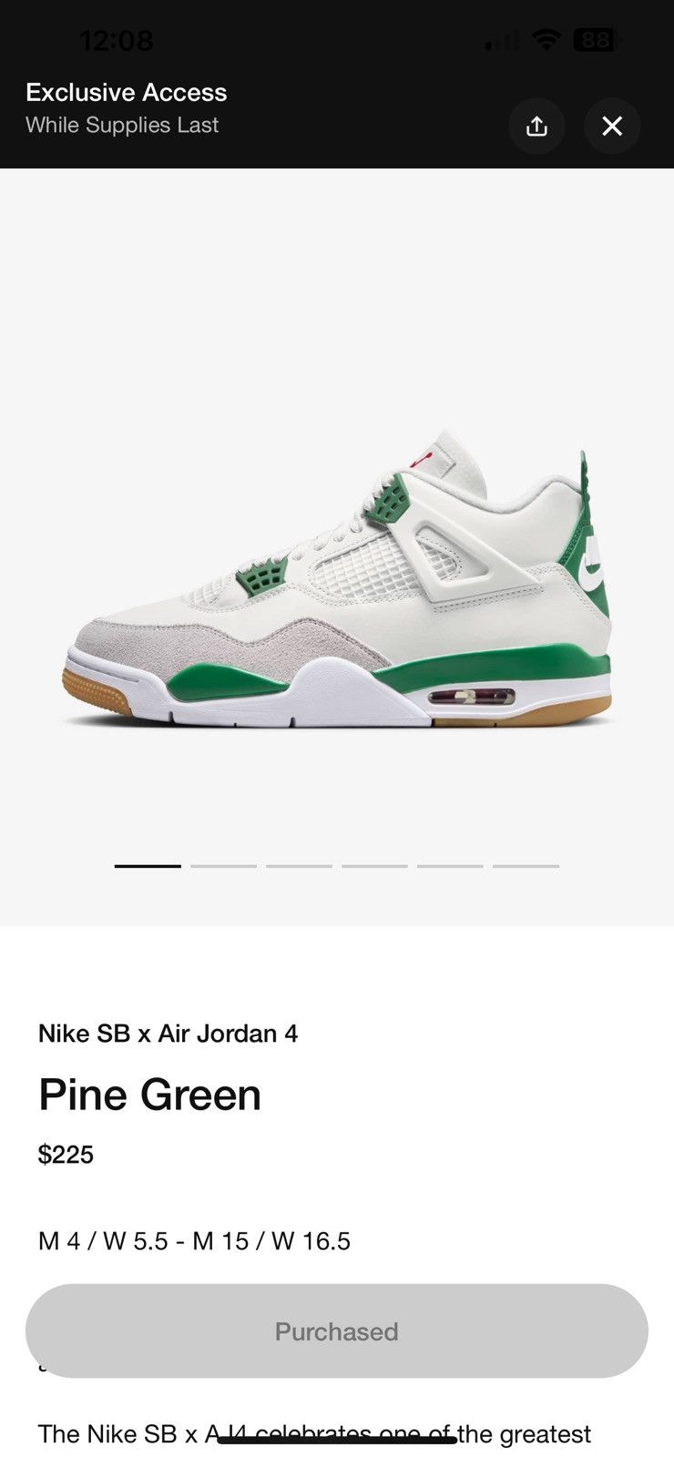 Jordan Brand Jordan 4 Retro SB Pine Green - 9.5 Size US 9.5 / EU 42-43 - 8 Thumbnail