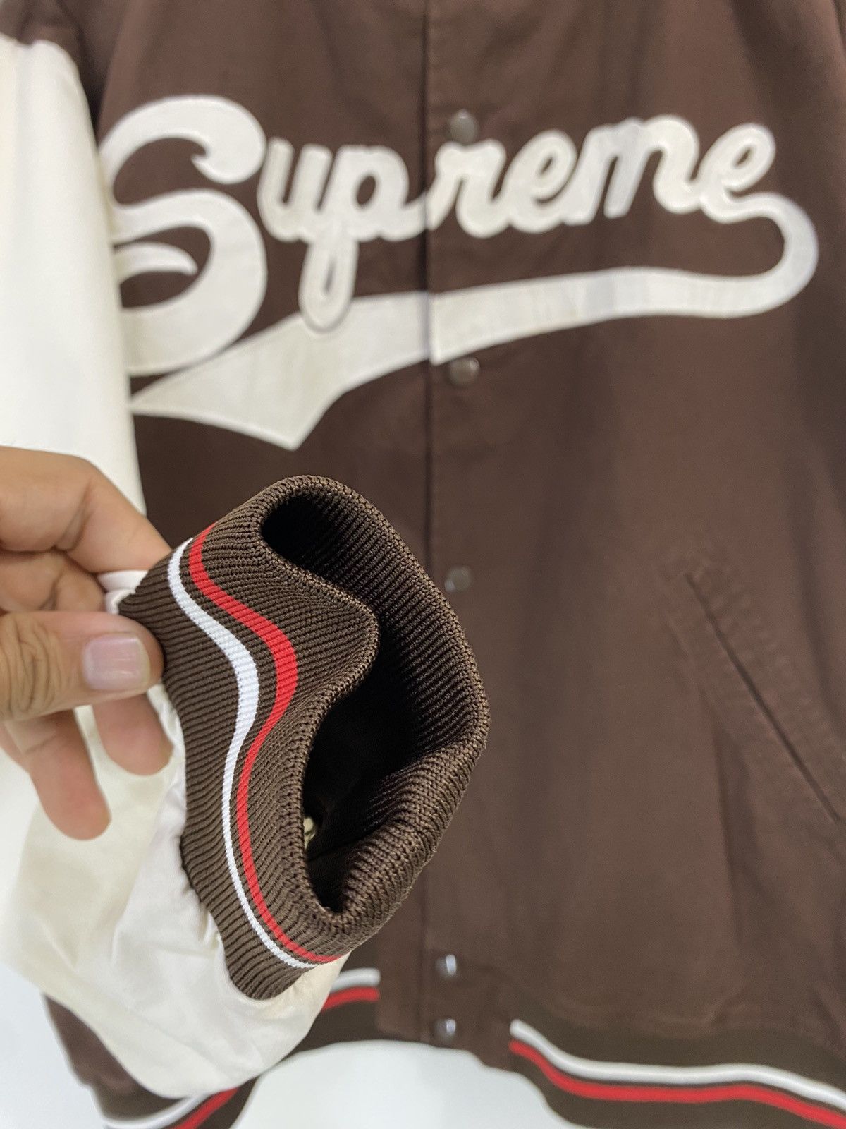 Supreme Supreme Varsity Jacket Spell Out Design Nice Jacket Size US XL / EU 56 / 4 - 7 Thumbnail
