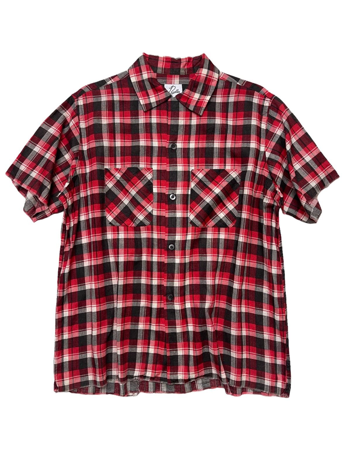 image of Needles Nepenthes Tartan Flannel Shirt in Red Tartan, Men's (Size Small)
