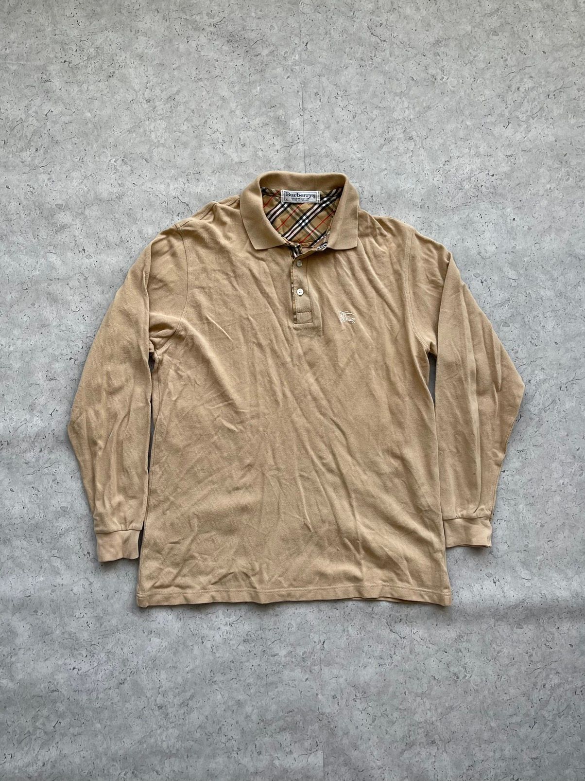 Pre-owned Burberry X Vintage Burberry Polo Long Sleeve Vintage 1990s Nova Check In Brown