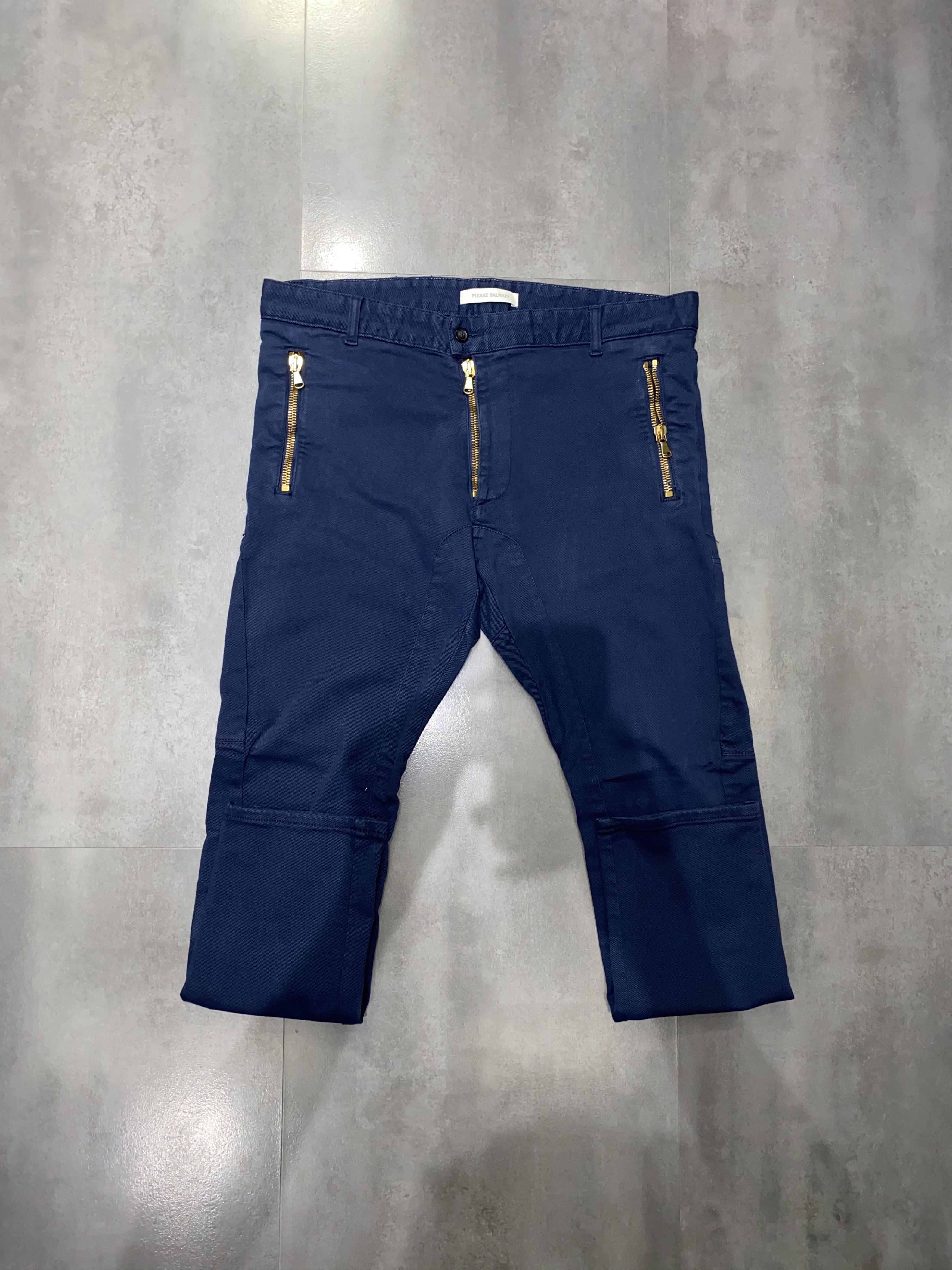 Pierre Balmain Pierre Balmain 3 Zip Zipped Biker Navy Denim Pants Size US 36 / EU 52 - 2 Thumbnail