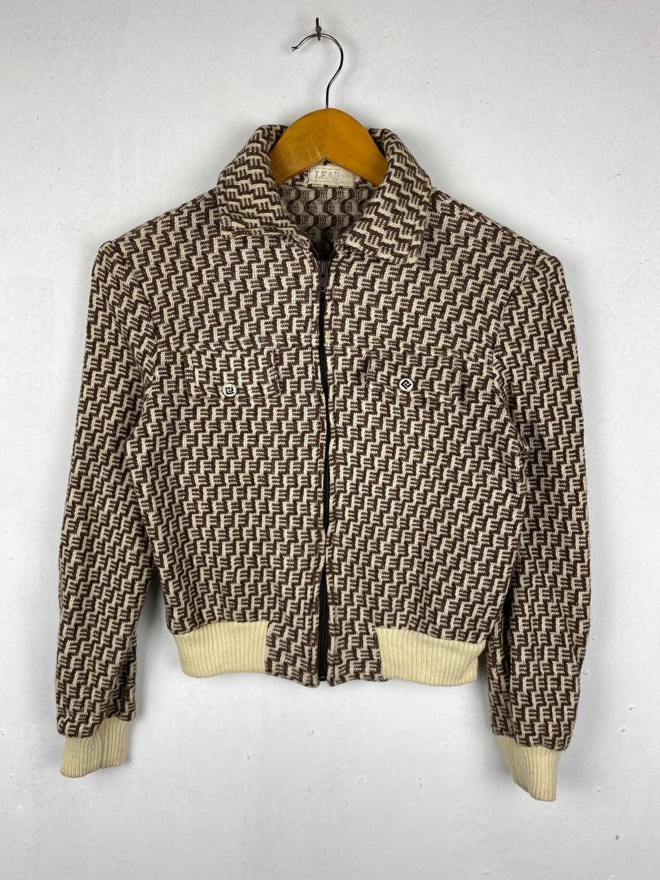 image of Avant Garde x Vintage s Wool Jacket Fullprint in Brown, Women's (Size Medium)