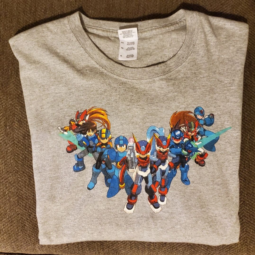 image of Gildan Super Megaman 20Th Anniversary Tee in Grey, Men's (Size XL)