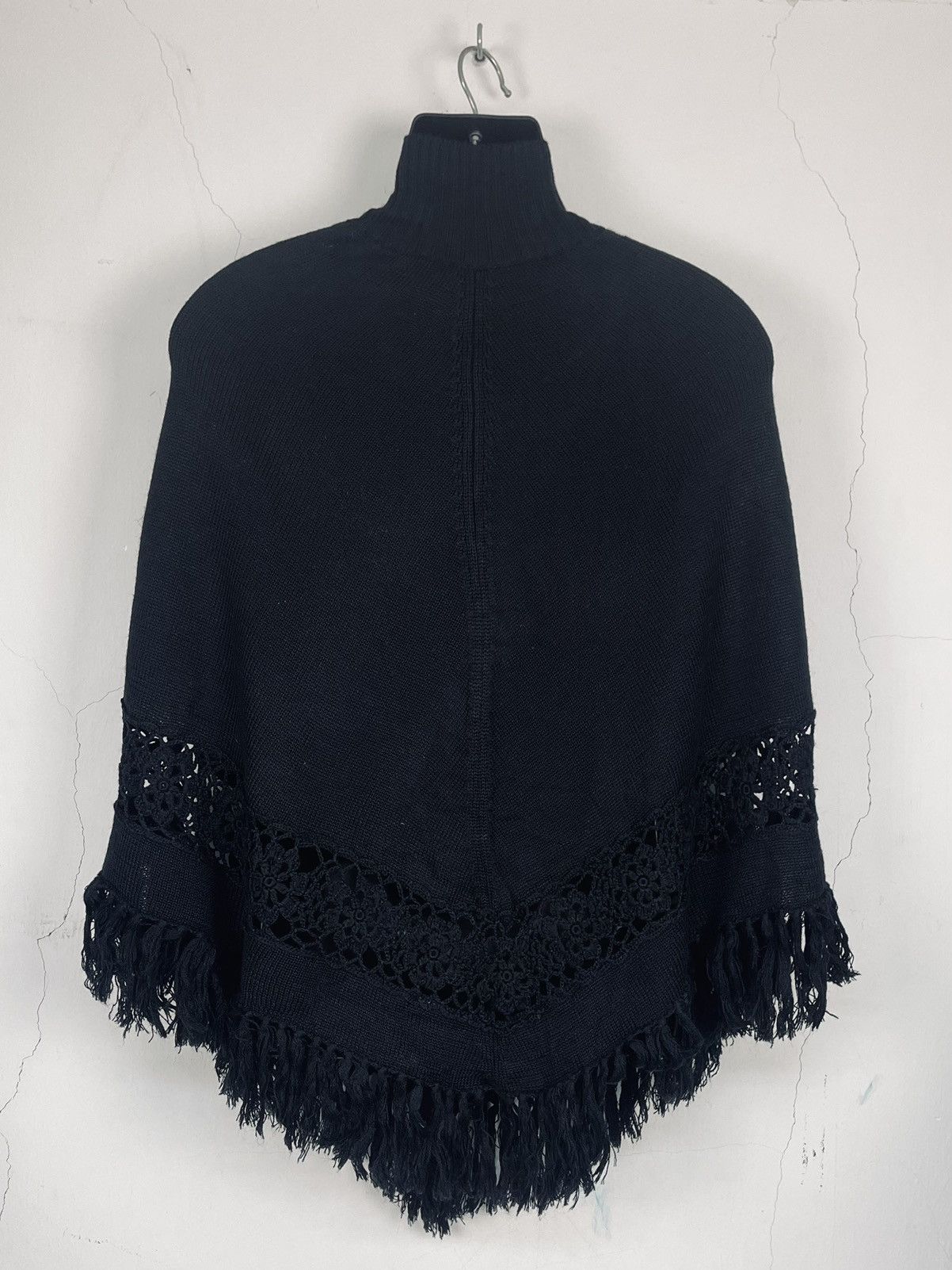 Handmade × Vintage VINTAGE FRINGE PONCHO 90s CAPE CARDIGAN Size M / US 6-8 / IT 42-44 - 2 Thumbnail