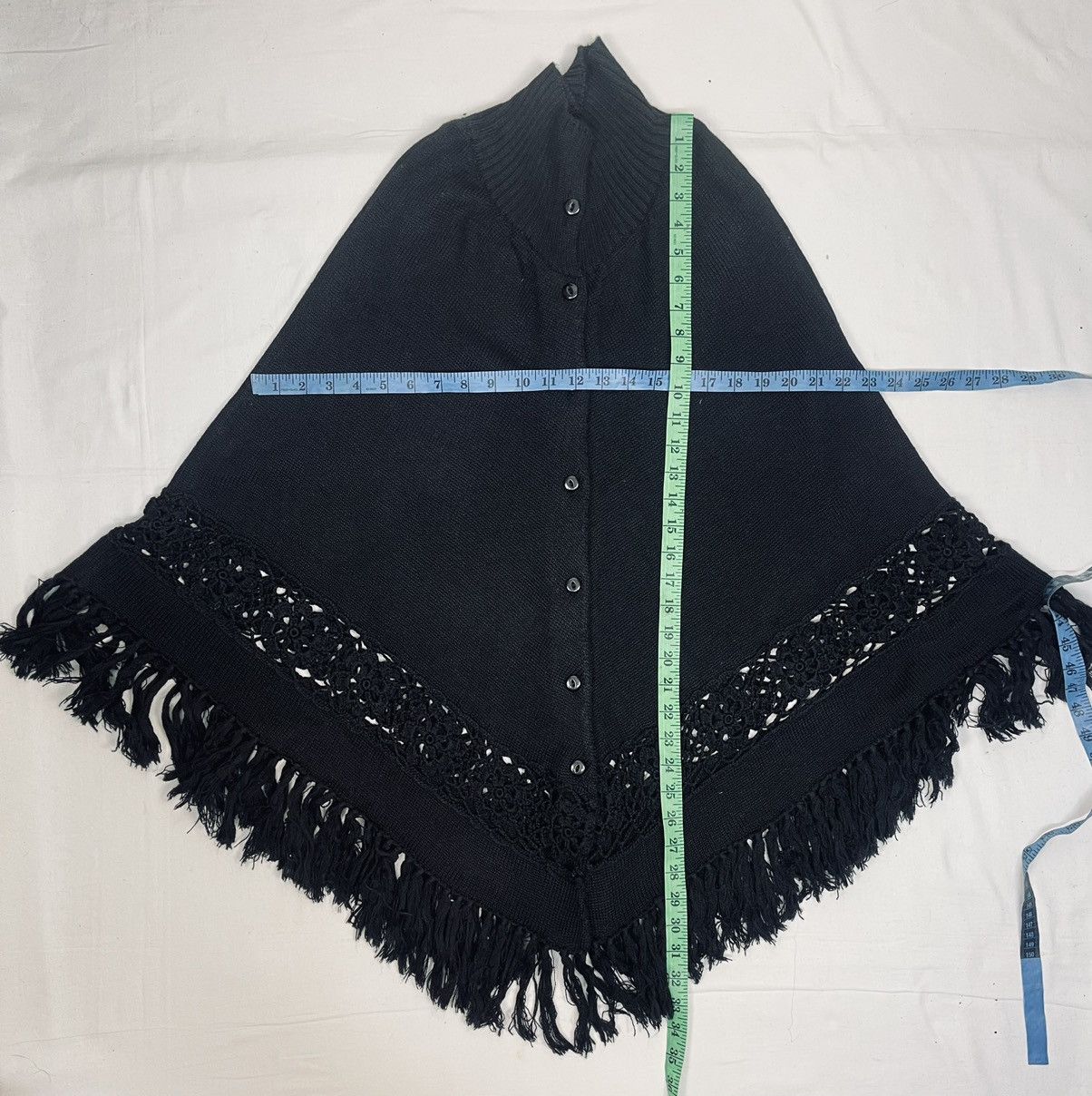 Handmade × Vintage VINTAGE FRINGE PONCHO 90s CAPE CARDIGAN Size M / US 6-8 / IT 42-44 - 11 Thumbnail
