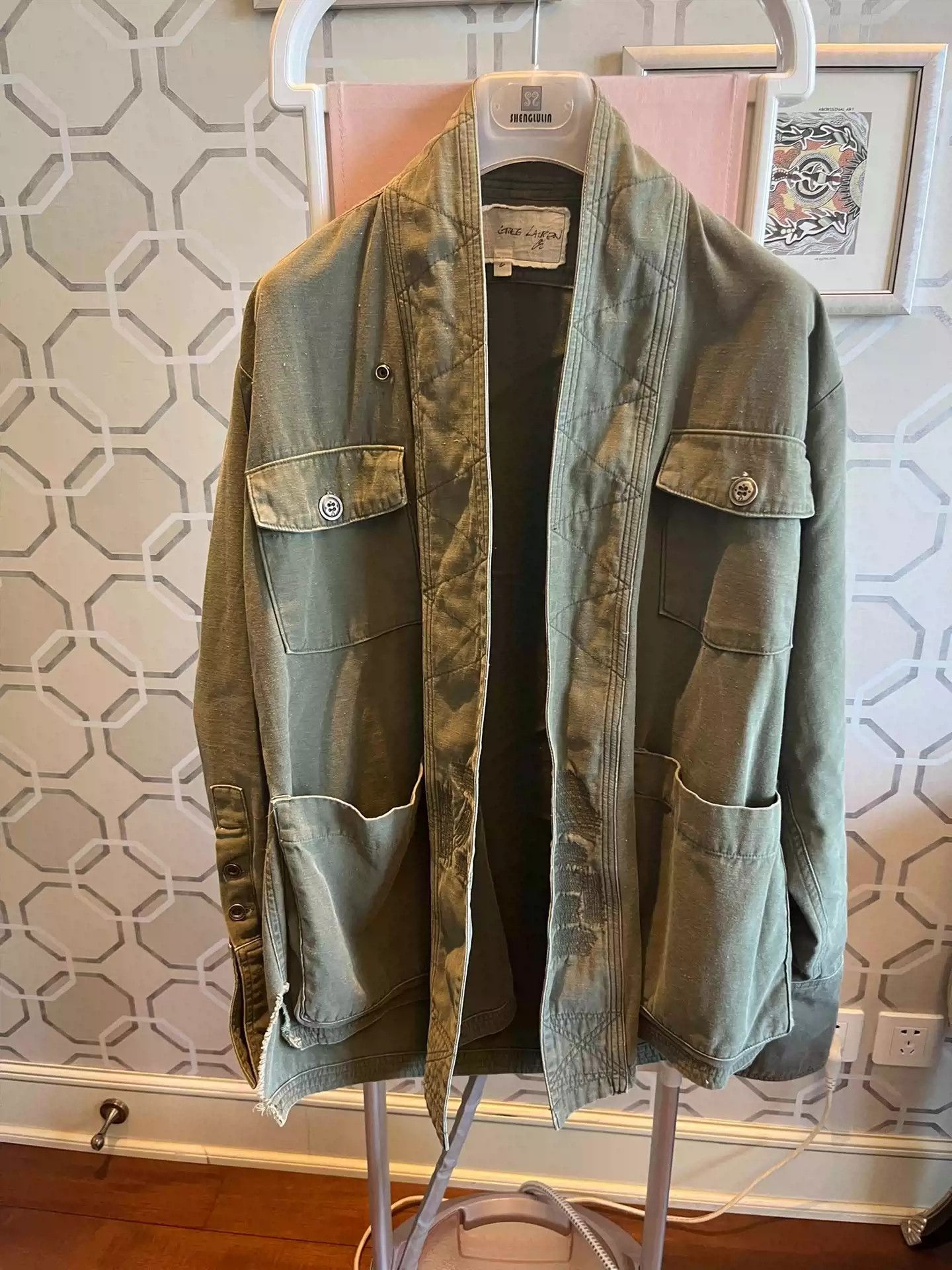 Greg Lauren baker studio green cardigan