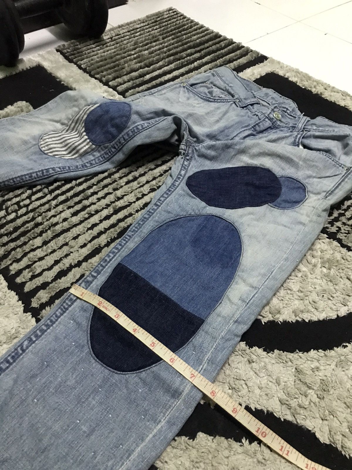 Designer 29x30 🔥Archived🔥 Cosmic wonder patchwork blue denim jeans Size US 29 - 15 Thumbnail