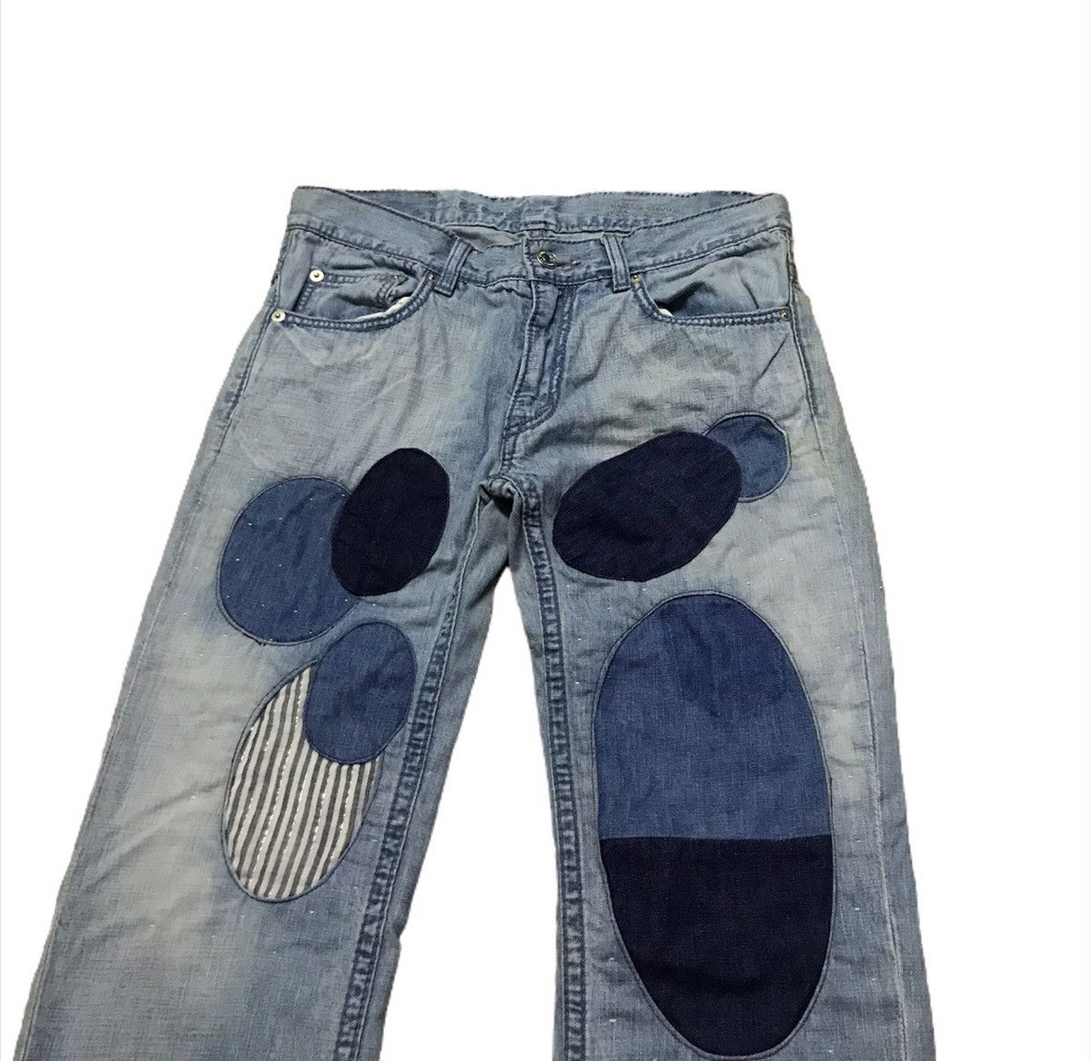 Designer 29x30 🔥Archived🔥 Cosmic wonder patchwork blue denim jeans Size US 29 - 2 Thumbnail