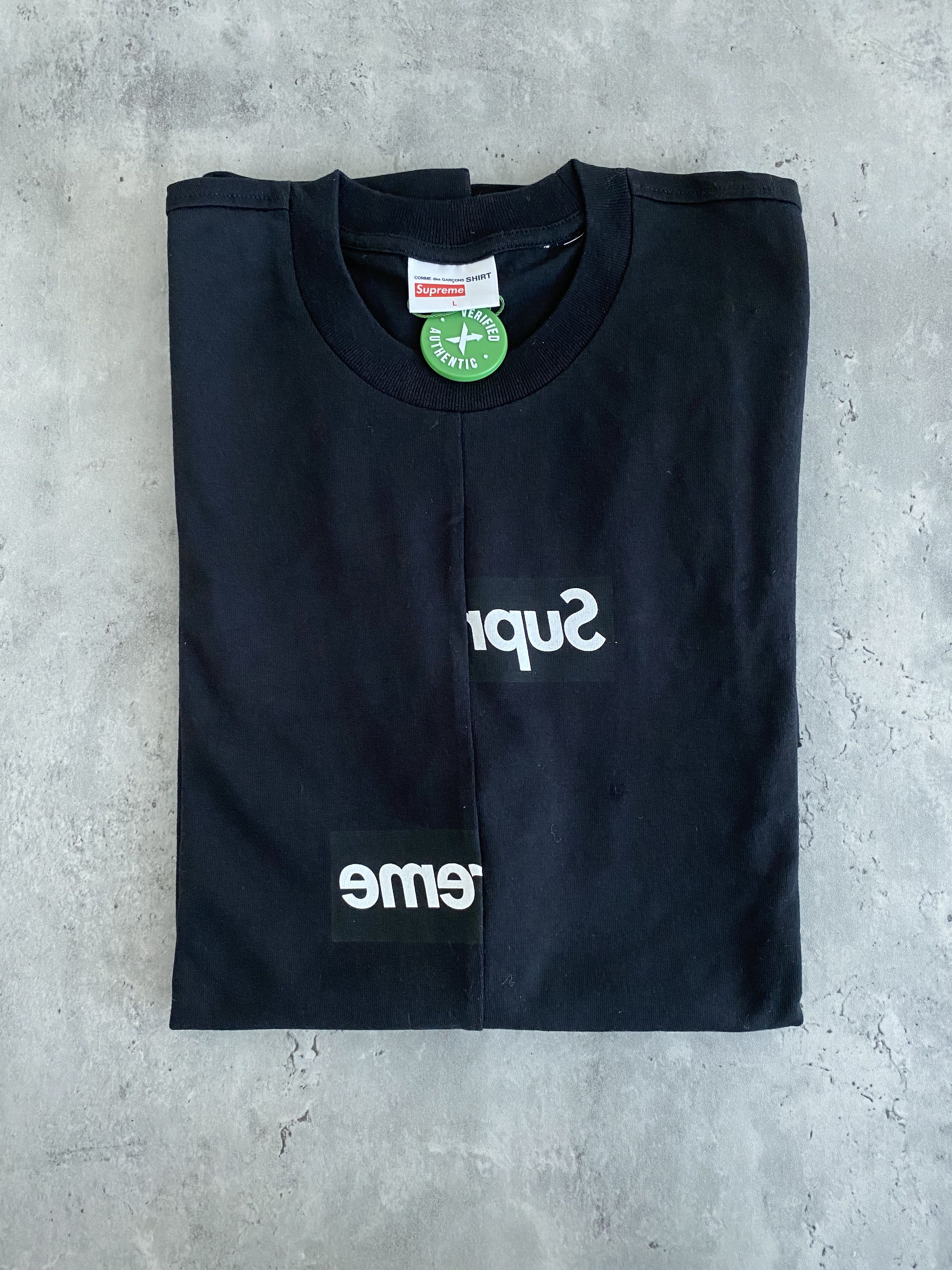 CDG CDG CDG Comme des Garcons Supreme Supreme x CDG split box logo tee Grailed