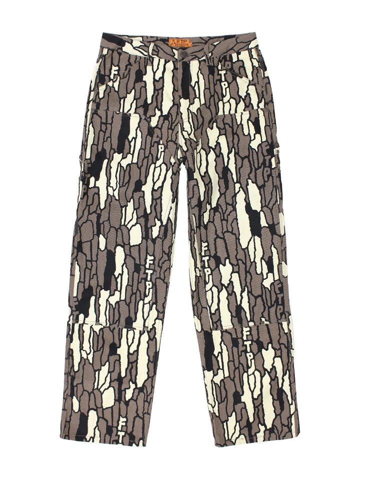 image of Fuck The Population Ftp Rivet Carpenter Pants (Treebark Camo)- Size 32 in Tree Bark Camo, Men's