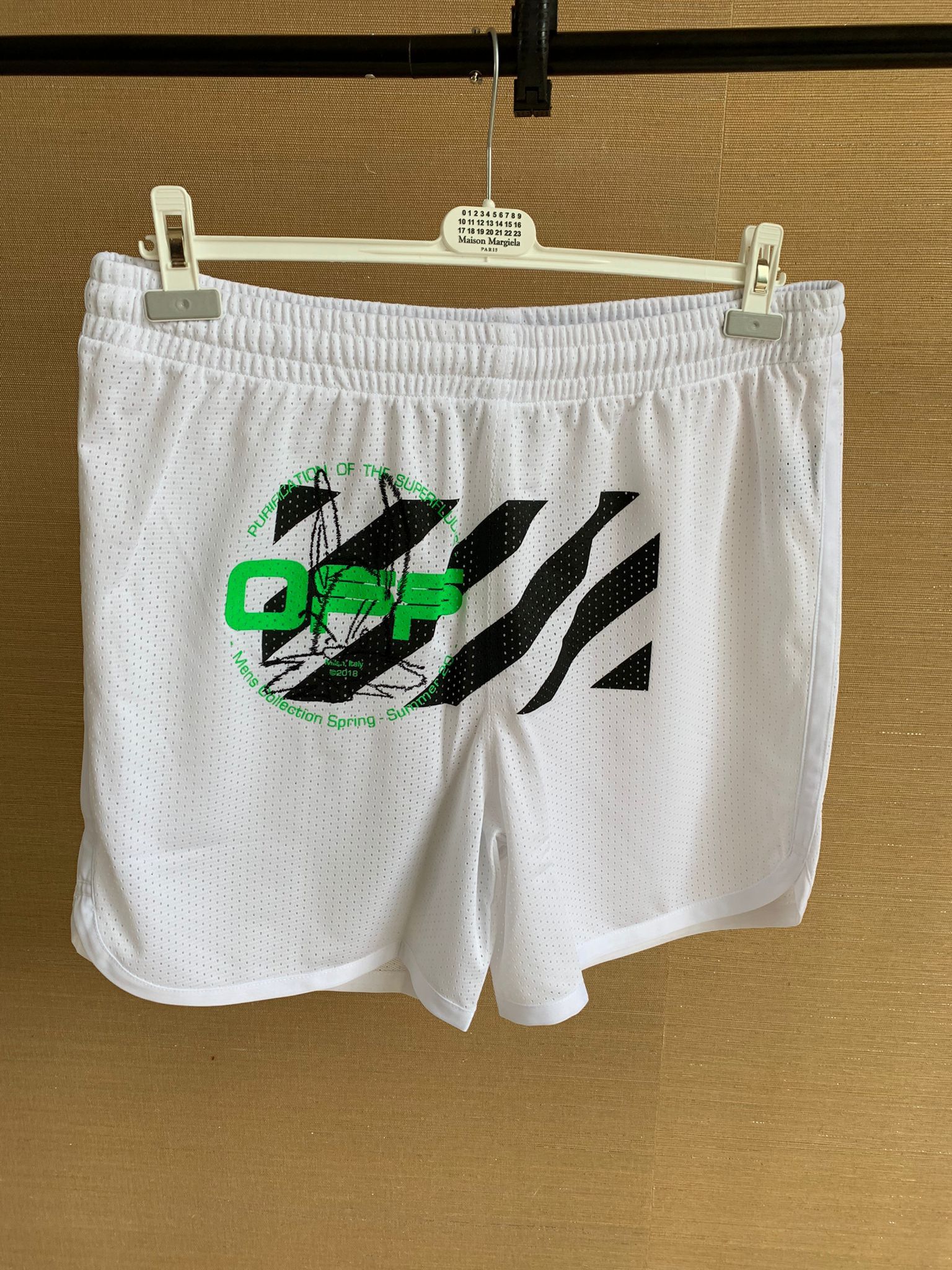 Image of Off White Harry The Bunny Mesh Shorts in White Brilliant, Men's (Size 36)