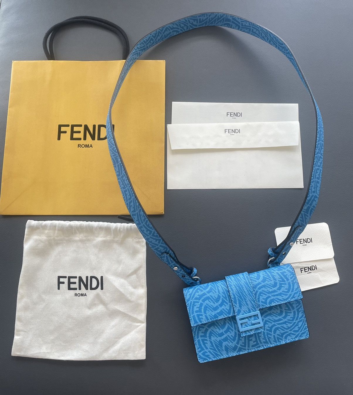 MenS Fendi Baguette Bag Mini Super Runway Piece in Blue, Women's