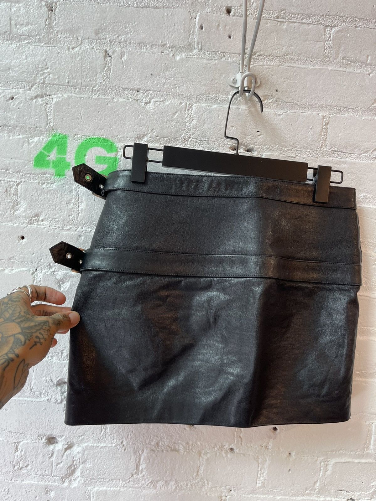 Hedi Slimane × Saint Laurent Paris Saint Laurent Paris LEATHER BONDAGE SKIRT Hedi Slimane Size 26" / US 2 / IT 38 - 6 Thumbnail