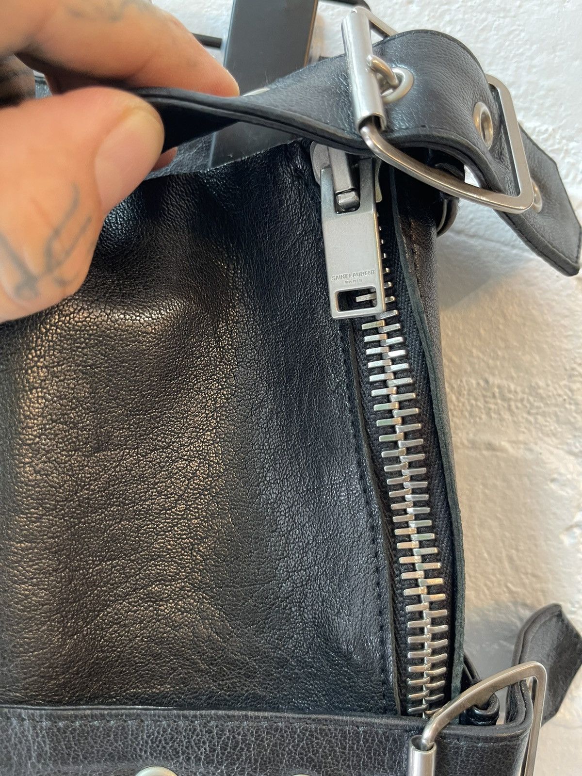 Hedi Slimane × Saint Laurent Paris Saint Laurent Paris LEATHER BONDAGE SKIRT Hedi Slimane Size 26" / US 2 / IT 38 - 4 Thumbnail