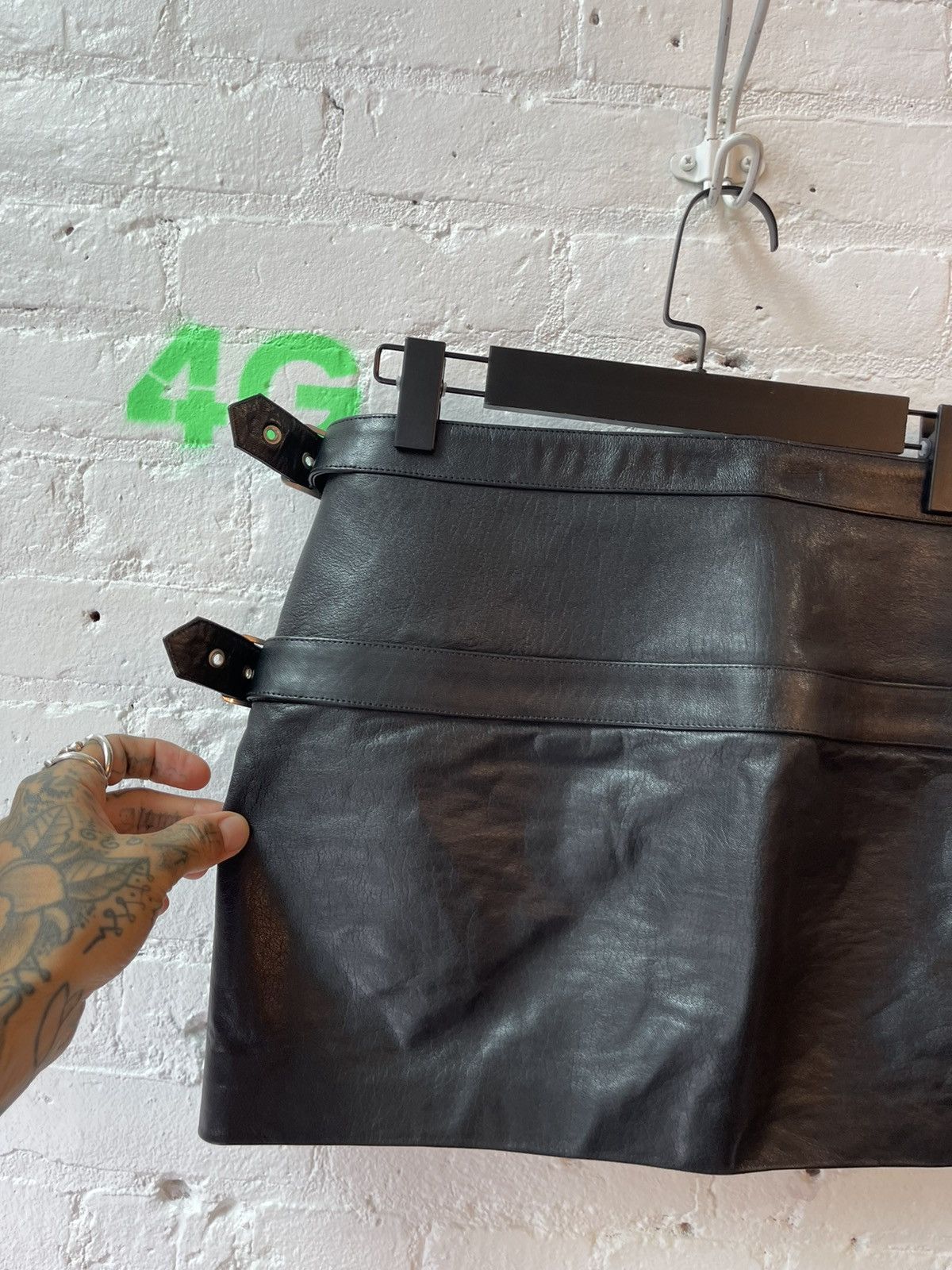 Hedi Slimane × Saint Laurent Paris Saint Laurent Paris LEATHER BONDAGE SKIRT Hedi Slimane Size 26" / US 2 / IT 38 - 7 Thumbnail