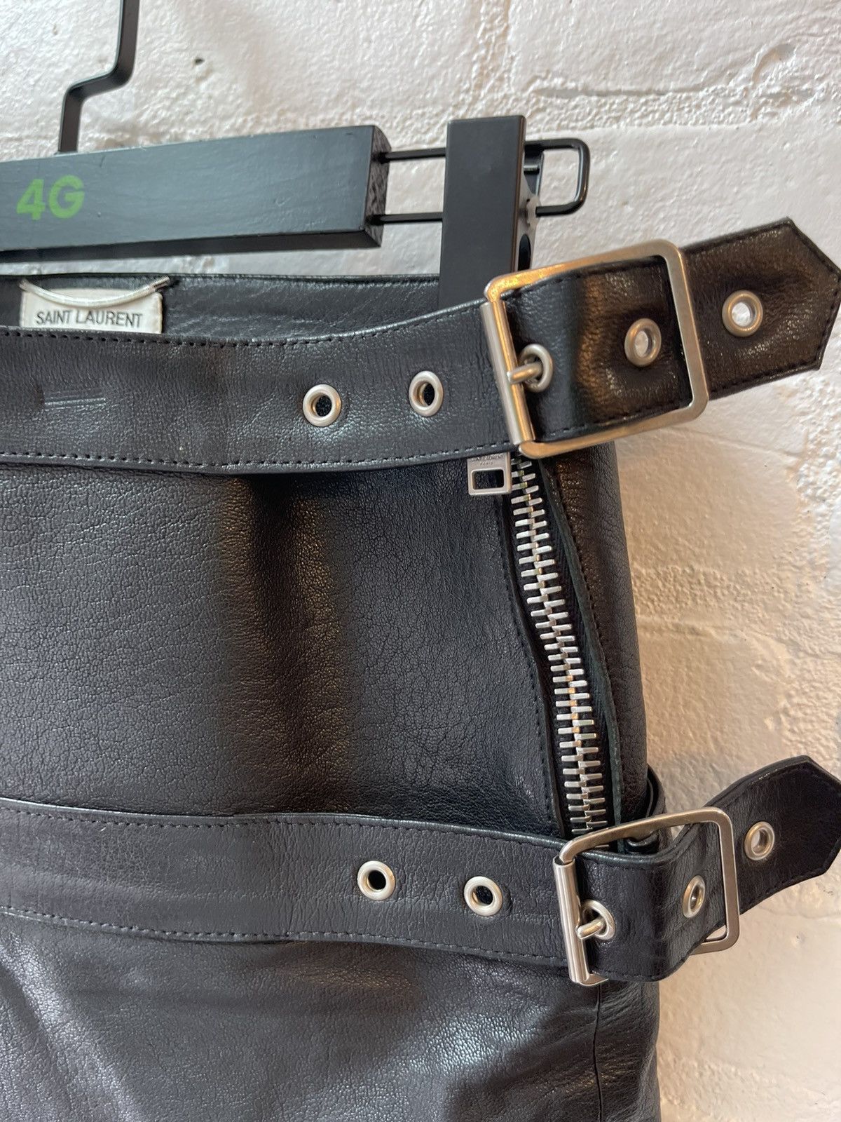 Hedi Slimane × Saint Laurent Paris Saint Laurent Paris LEATHER BONDAGE SKIRT Hedi Slimane Size 26" / US 2 / IT 38 - 3 Thumbnail