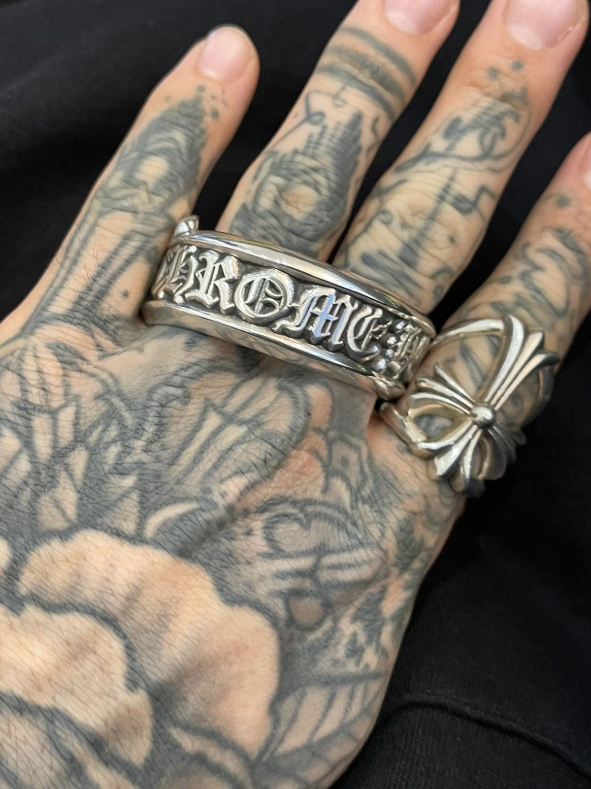 image of Chrome Hearts Solid Silver Scroll Bracelet, Men's