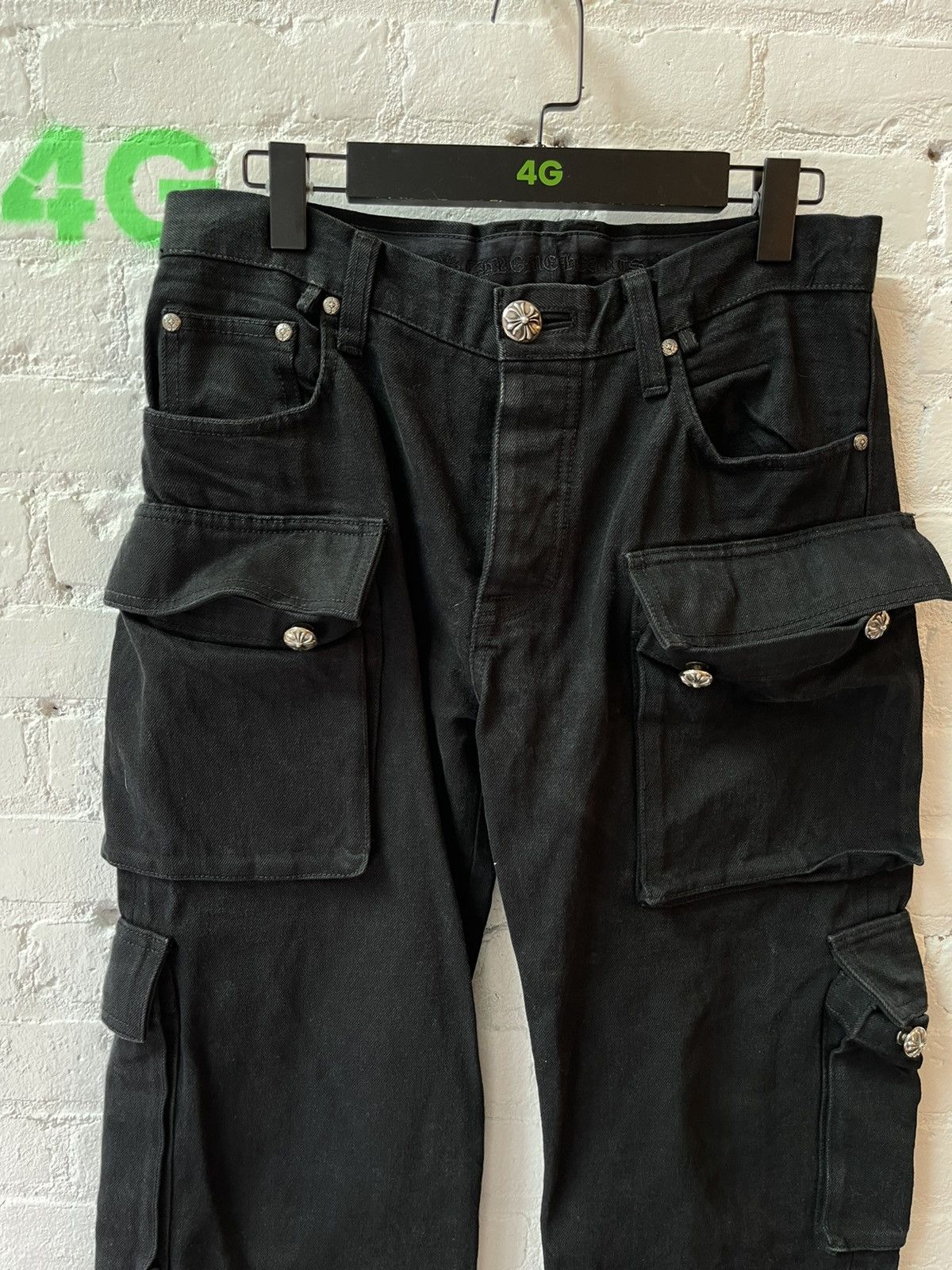 Chrome Hearts Chrome Hearts 9PKT Fatigue Black Cargo Jeans 32