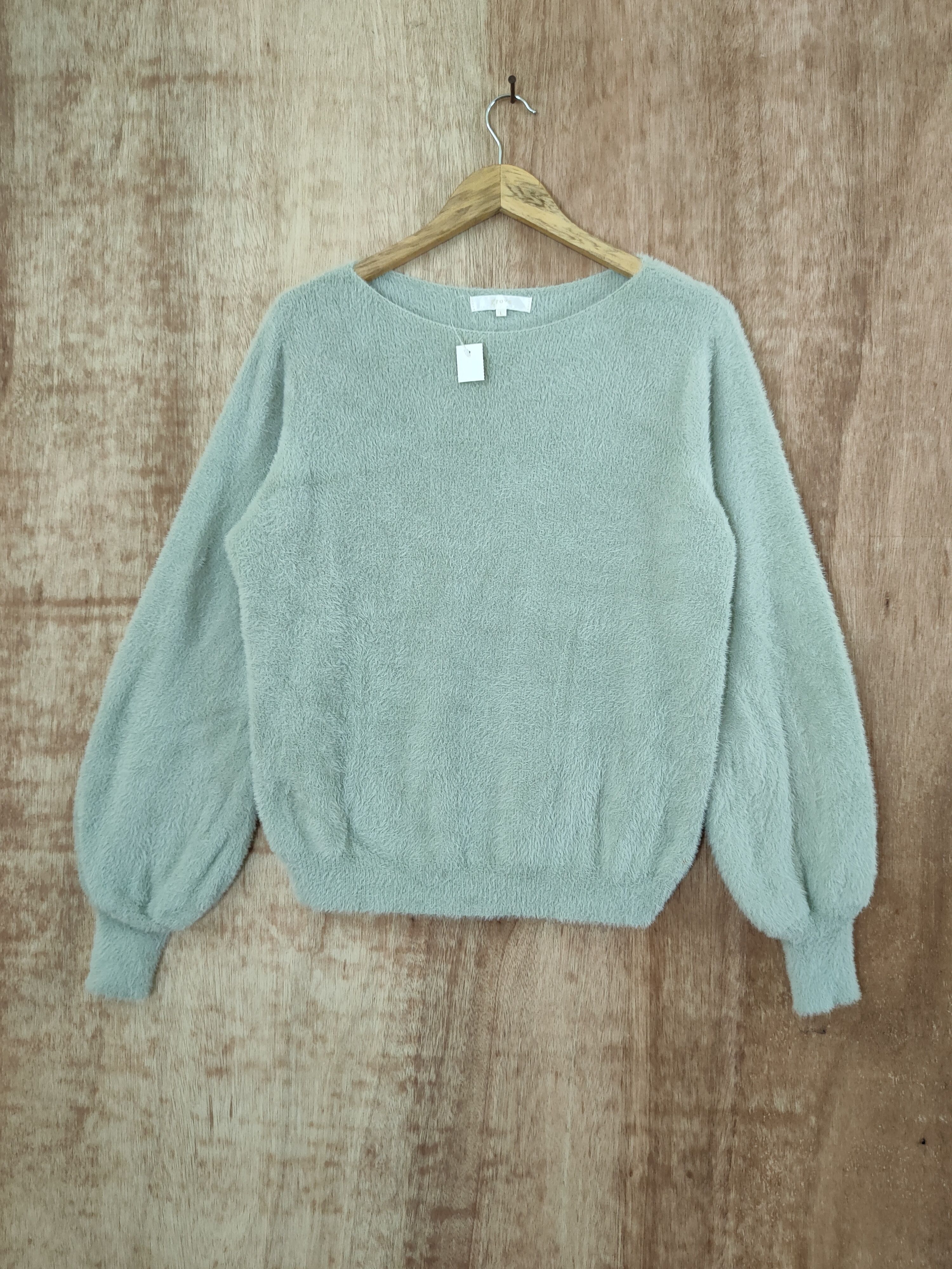 image of Homespun Knitwear Grove Fur Mohair Shaggy Knitwear Japan 46-556 in Green, Women's (Size Large)