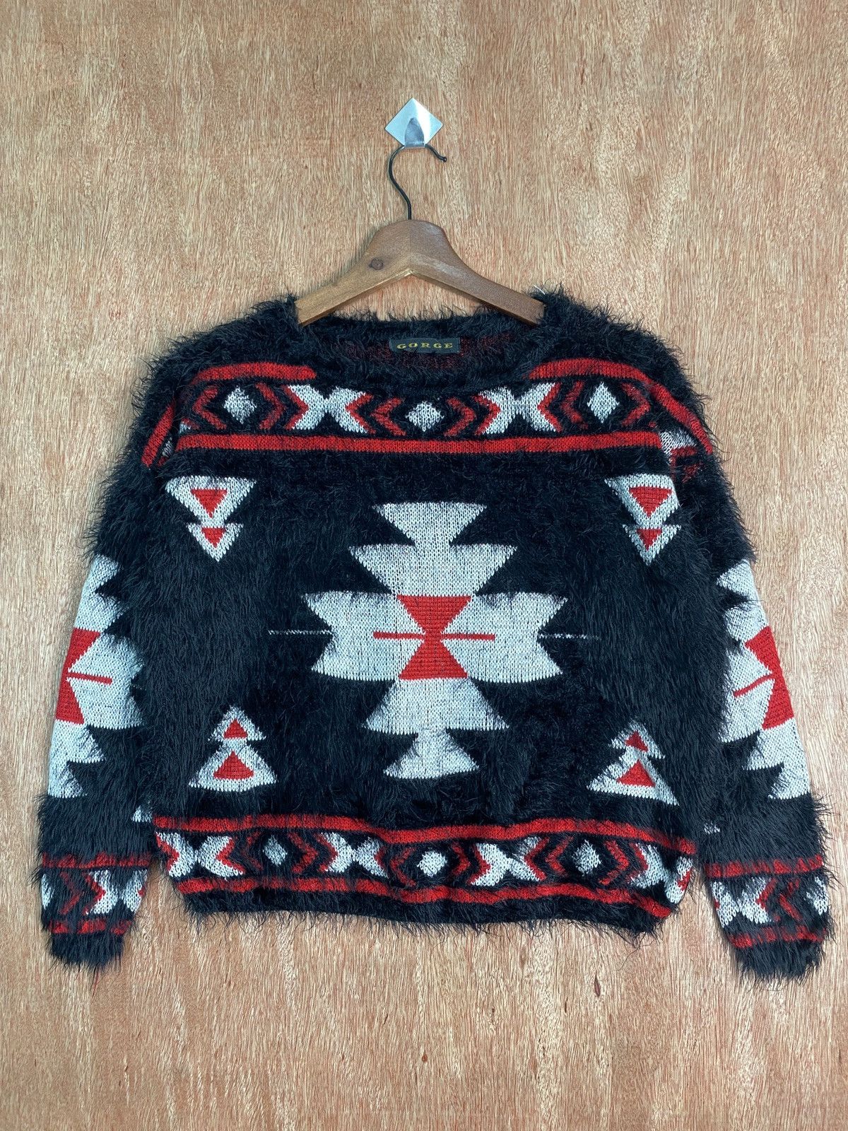 Homespun Knitwear DLS Gorge Black Shag Shaggy Fur Mohair Knitwear #BB579 Size US XS / EU 42 / 0 - 1 Thumbnail