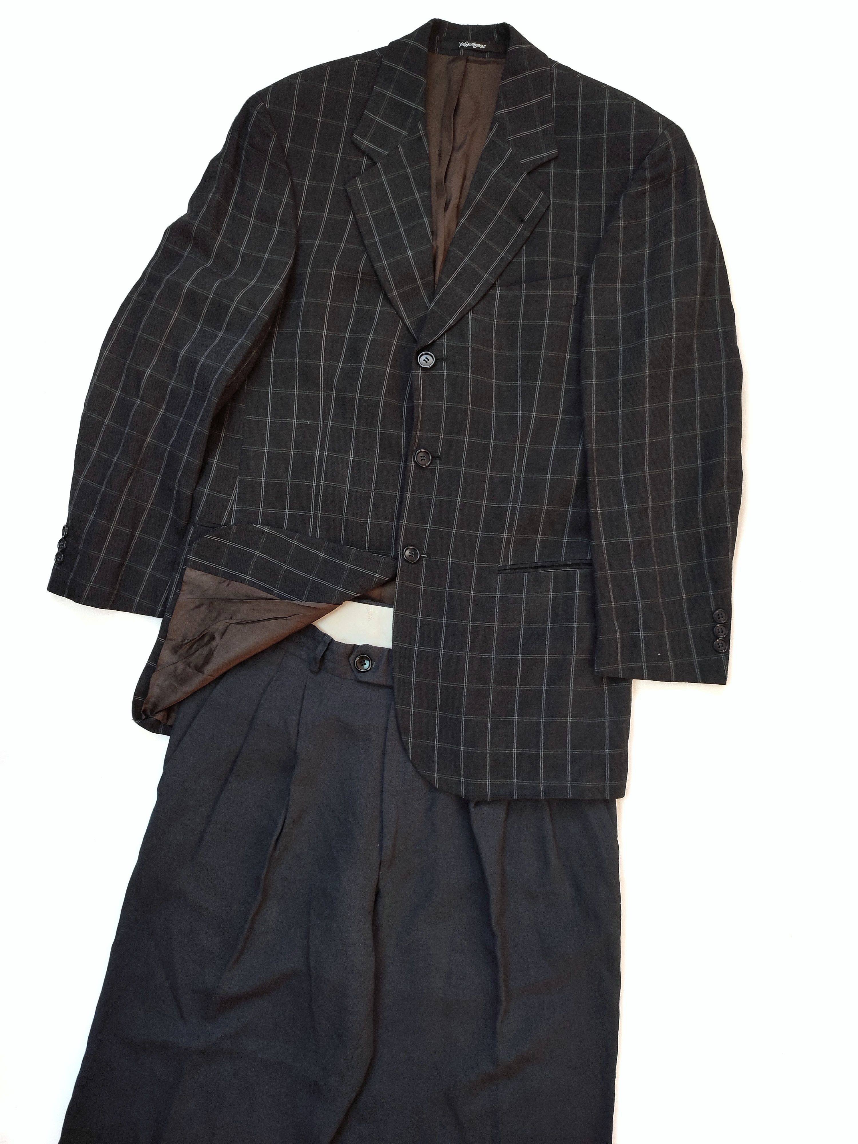 Yves Saint Laurent YSL Vintage Plaid Grey Blazer Size 48S - 1 Thumbnail