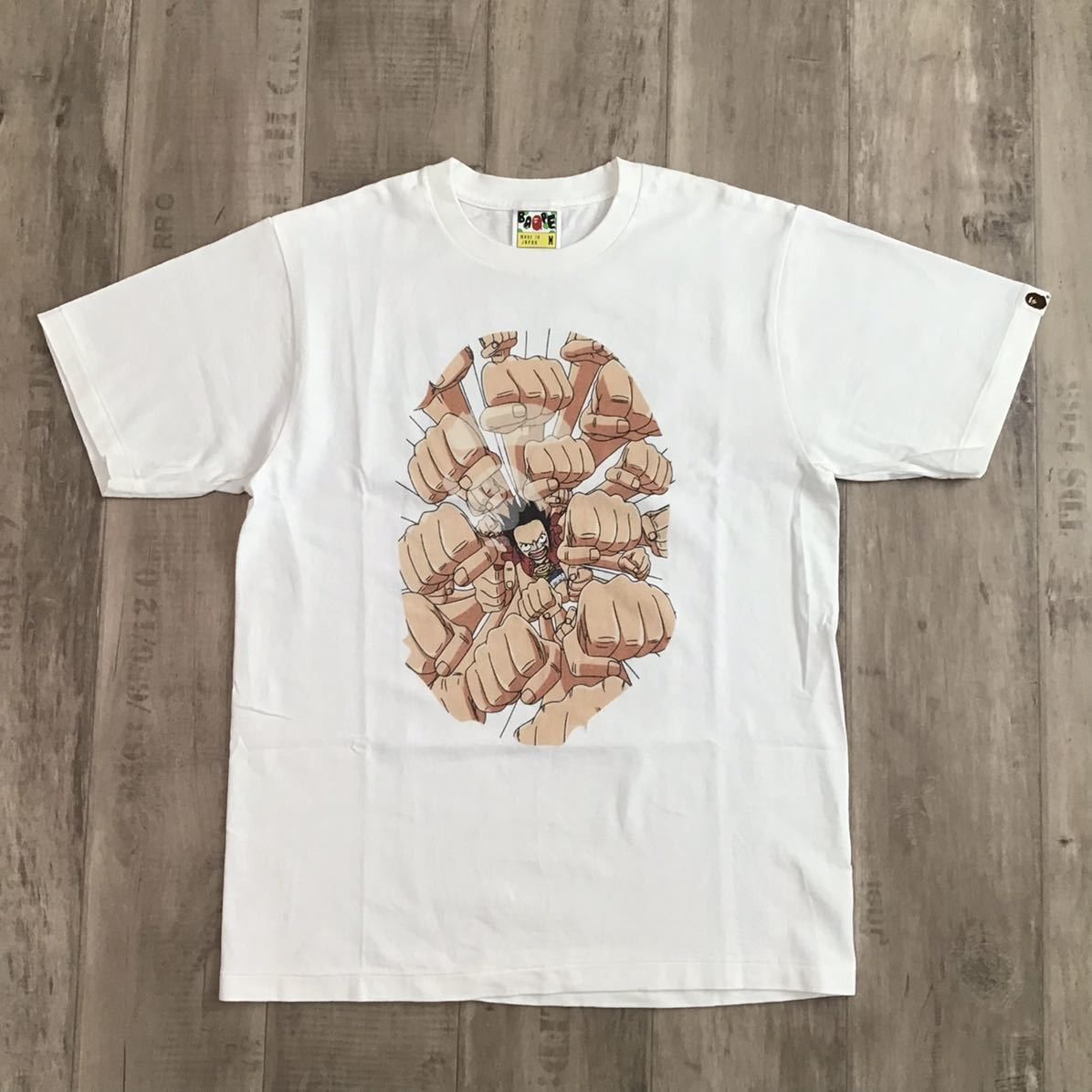 image of Bape × Onepiece Luffy Gatring T-Shirt A Bathing Ape in White, Men's (Size Medium)