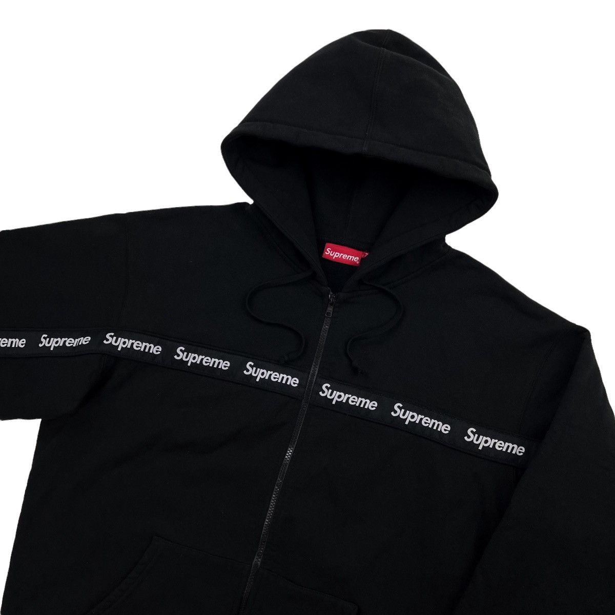 Supreme text stripe zip sales up