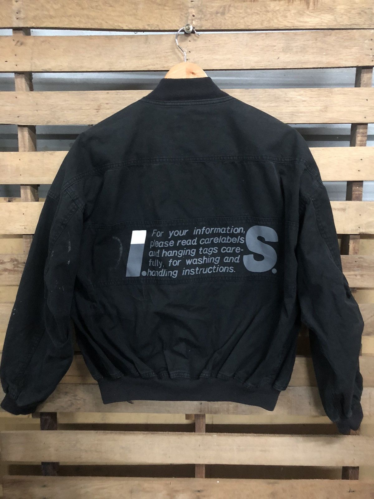 image of Super Archive 80's Issey Miyake Bomber Jacket Line Care in Black, Men's (Size Large)