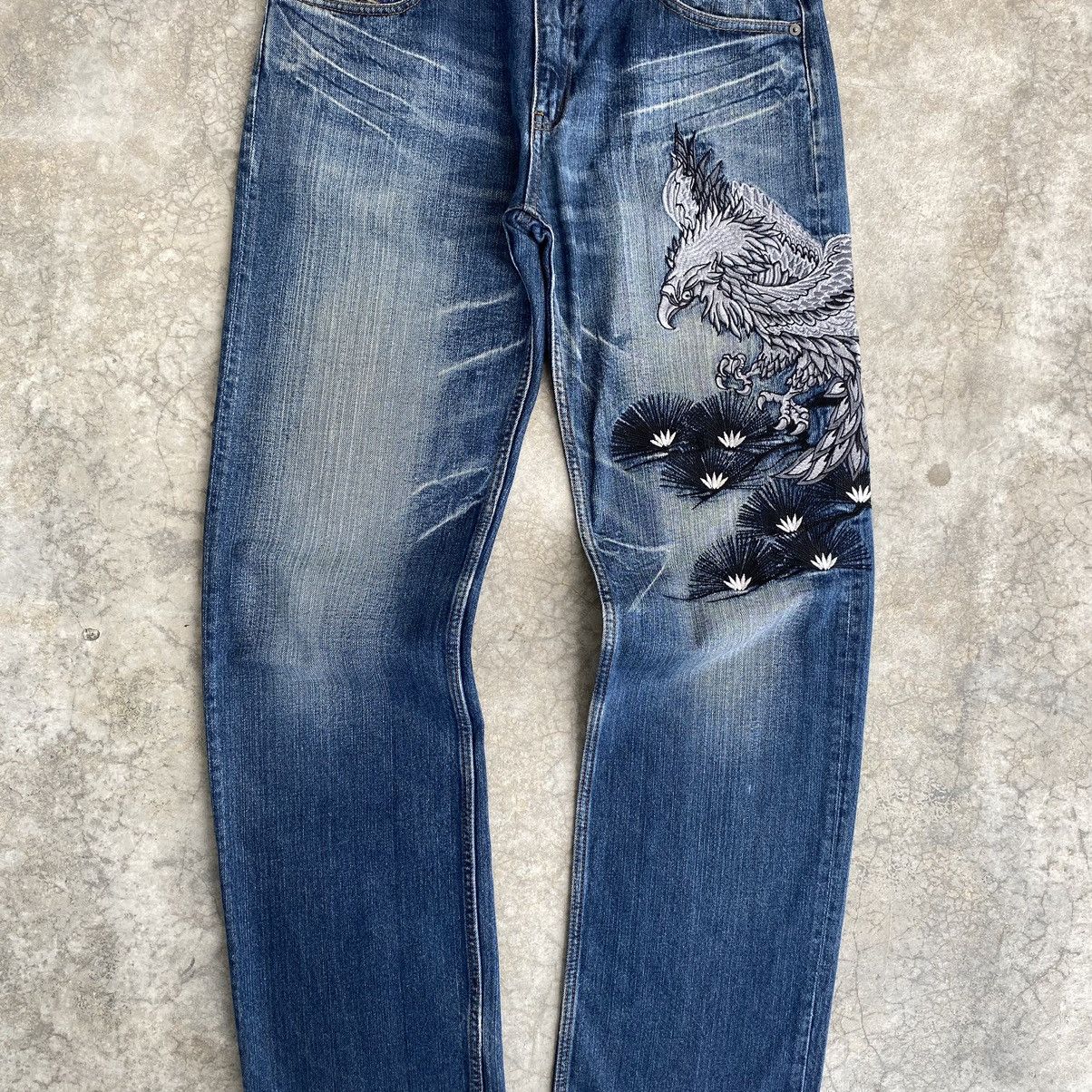 Karakuri Tamashii Karakuri Tamashii Style Eagle Embroidered Sukajan Jeans Size US 34 / EU 50 - 4 Thumbnail