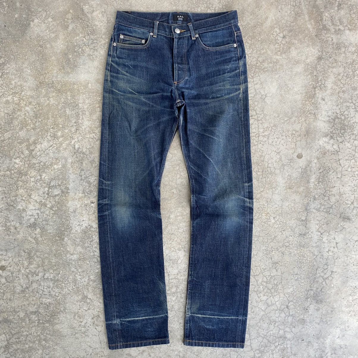 Vintage A.P.C Faded Honeycomb Indigo Selvedge Denim Jeans