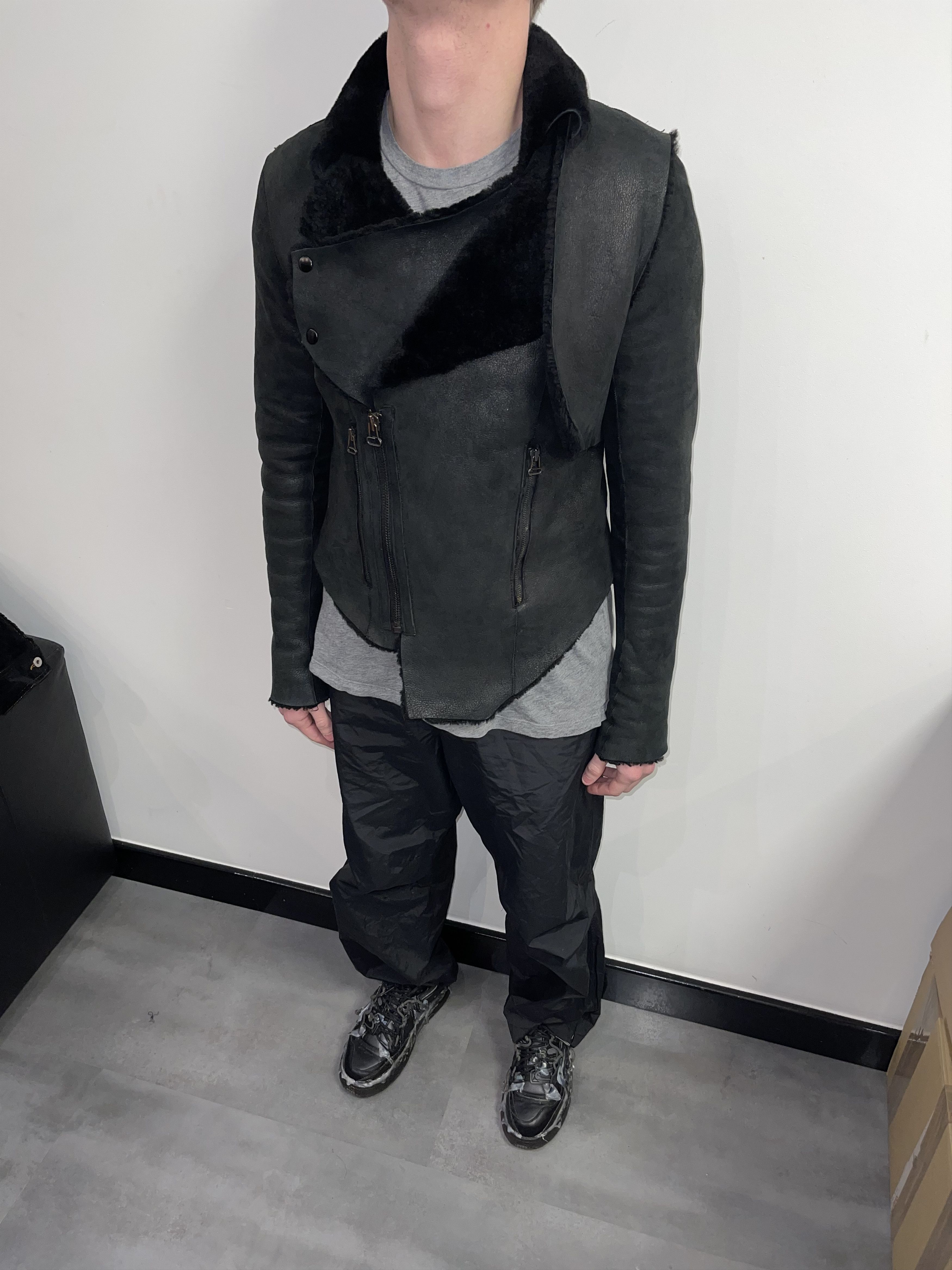 Helmut Lang Helmut Lang Abstract Assymetrical Shearling Leather Jacket Size US S / EU 44-46 / 1 - 8 Thumbnail