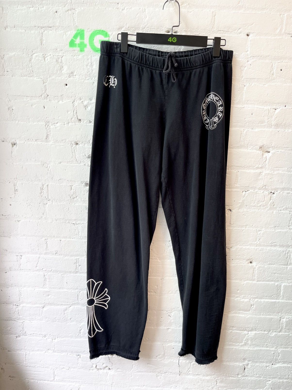 image of Chrome Hearts Black Vintage Cross Sweatpants Thrashed 31-34, Men's (Size 32)