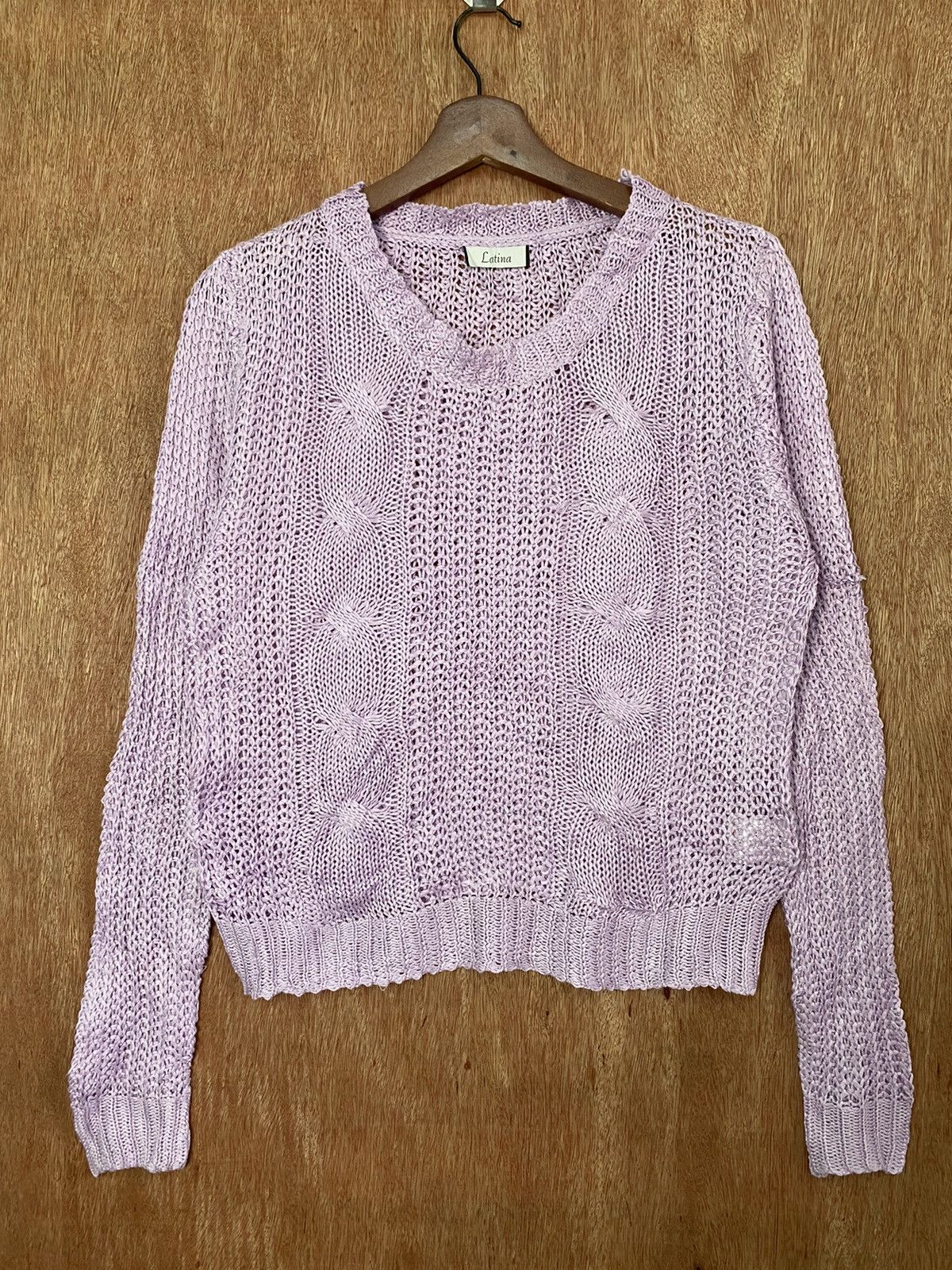 Aran Isles Knitwear Latina mesh net crochet Purple Knit Sweaters #B575 Size M / US 6-8 / IT 42-44 - 1 Thumbnail
