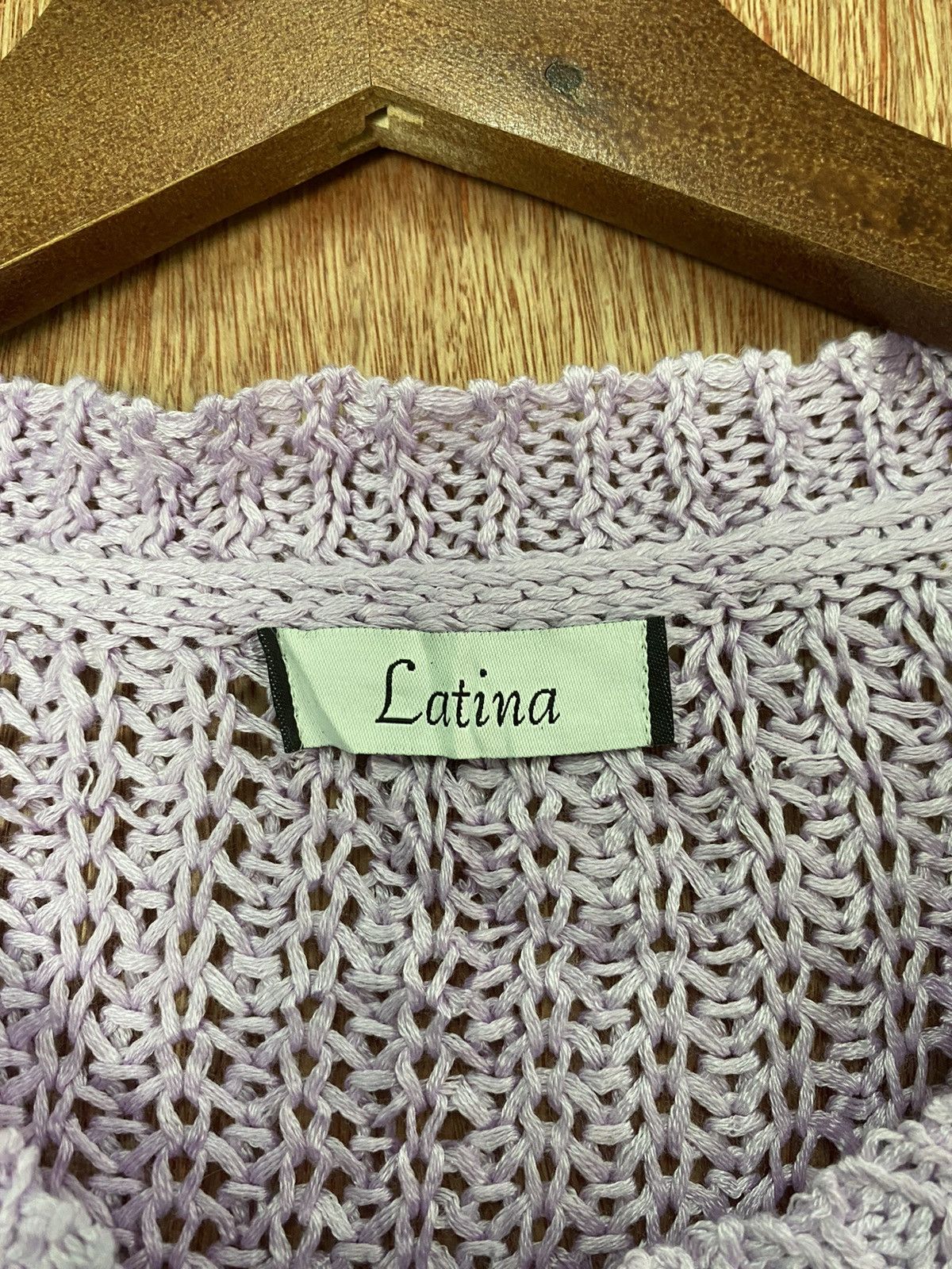 Aran Isles Knitwear Latina mesh net crochet Purple Knit Sweaters #B575 Size M / US 6-8 / IT 42-44 - 6 Thumbnail