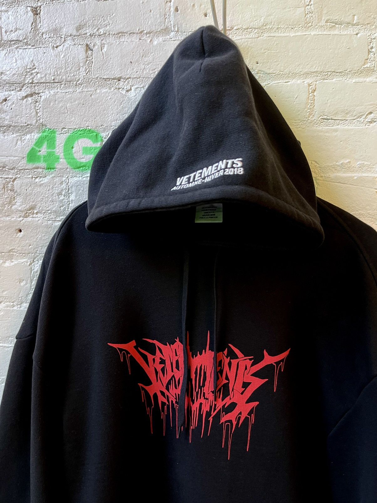 image of Vetements Death Metal Gothic Hoodie 4Gseller in Black, Men's (Size XL)