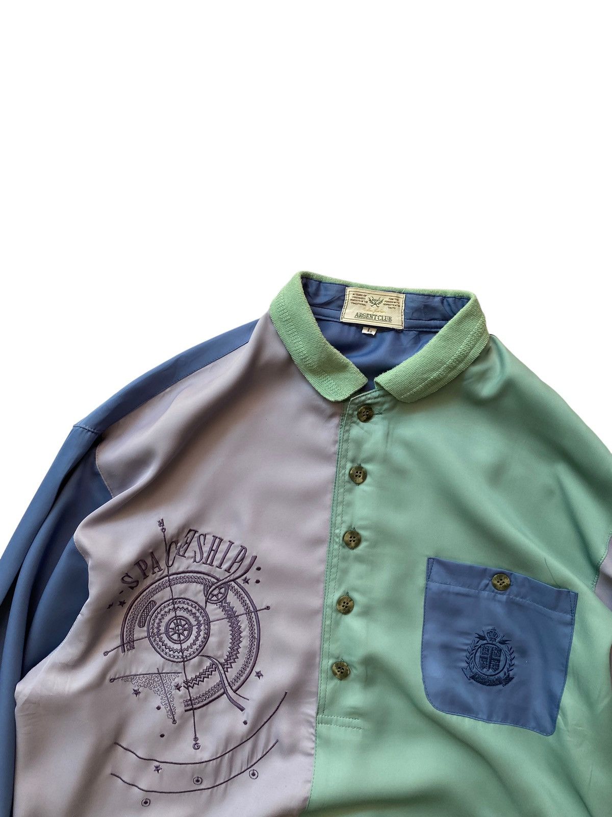 Hysteric Glamour VINTAGE Silk Shirt Argent Club half button nice design Size US L / EU 52-54 / 3 - 6 Thumbnail
