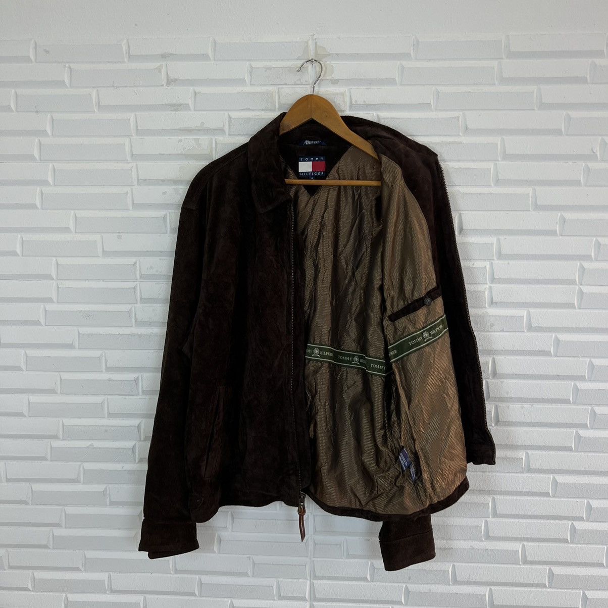 Genuine Leather RICH BROWN SUIDE BIKER LEATHER JACKET TOMMY HILFIGER Size US M / EU 48-50 / 2 - 14 Thumbnail