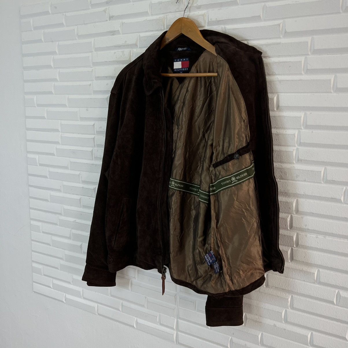 Genuine Leather RICH BROWN SUIDE BIKER LEATHER JACKET TOMMY HILFIGER Size US M / EU 48-50 / 2 - 15 Thumbnail