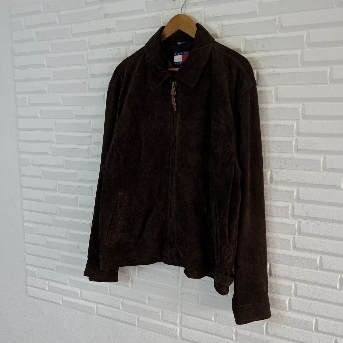 Genuine Leather RICH BROWN SUIDE BIKER LEATHER JACKET TOMMY HILFIGER Size US M / EU 48-50 / 2 - 2 Thumbnail