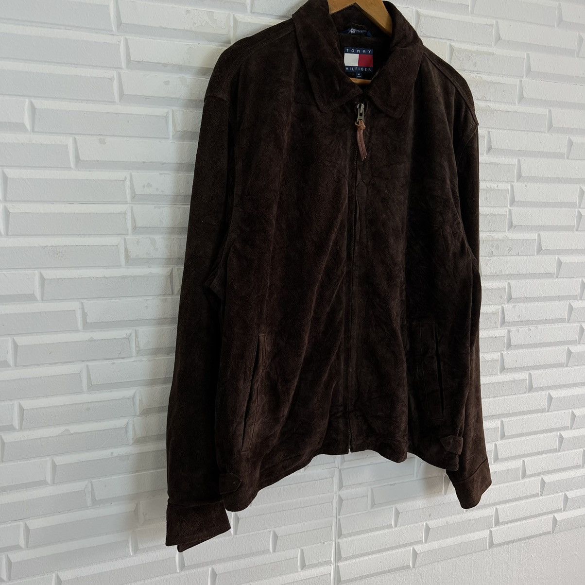 Genuine Leather RICH BROWN SUIDE BIKER LEATHER JACKET TOMMY HILFIGER Size US M / EU 48-50 / 2 - 5 Thumbnail
