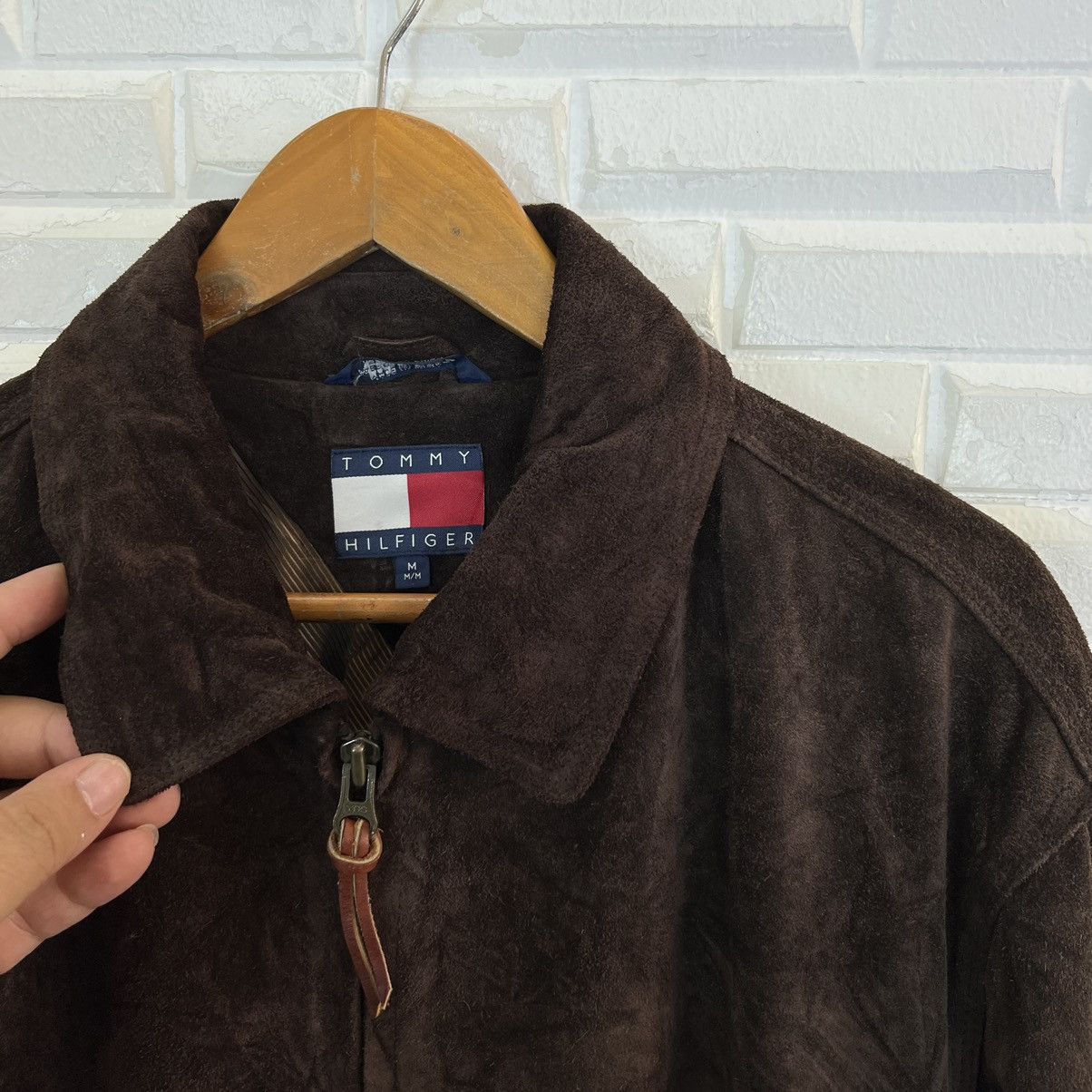 Genuine Leather RICH BROWN SUIDE BIKER LEATHER JACKET TOMMY HILFIGER Size US M / EU 48-50 / 2 - 9 Thumbnail