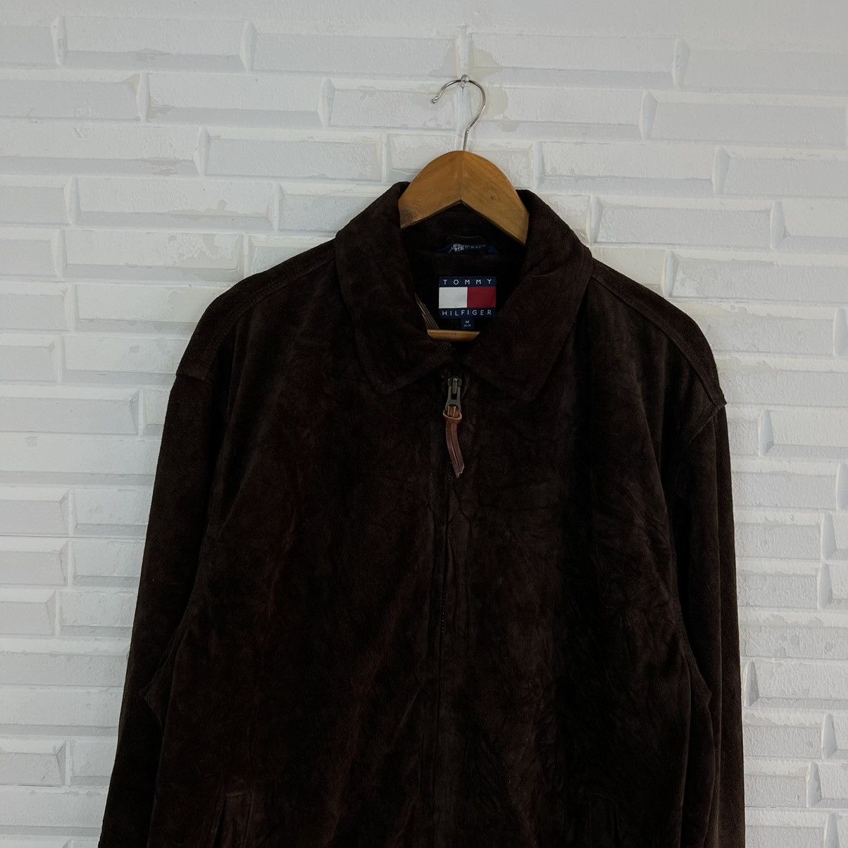Genuine Leather RICH BROWN SUIDE BIKER LEATHER JACKET TOMMY HILFIGER Size US M / EU 48-50 / 2 - 3 Thumbnail